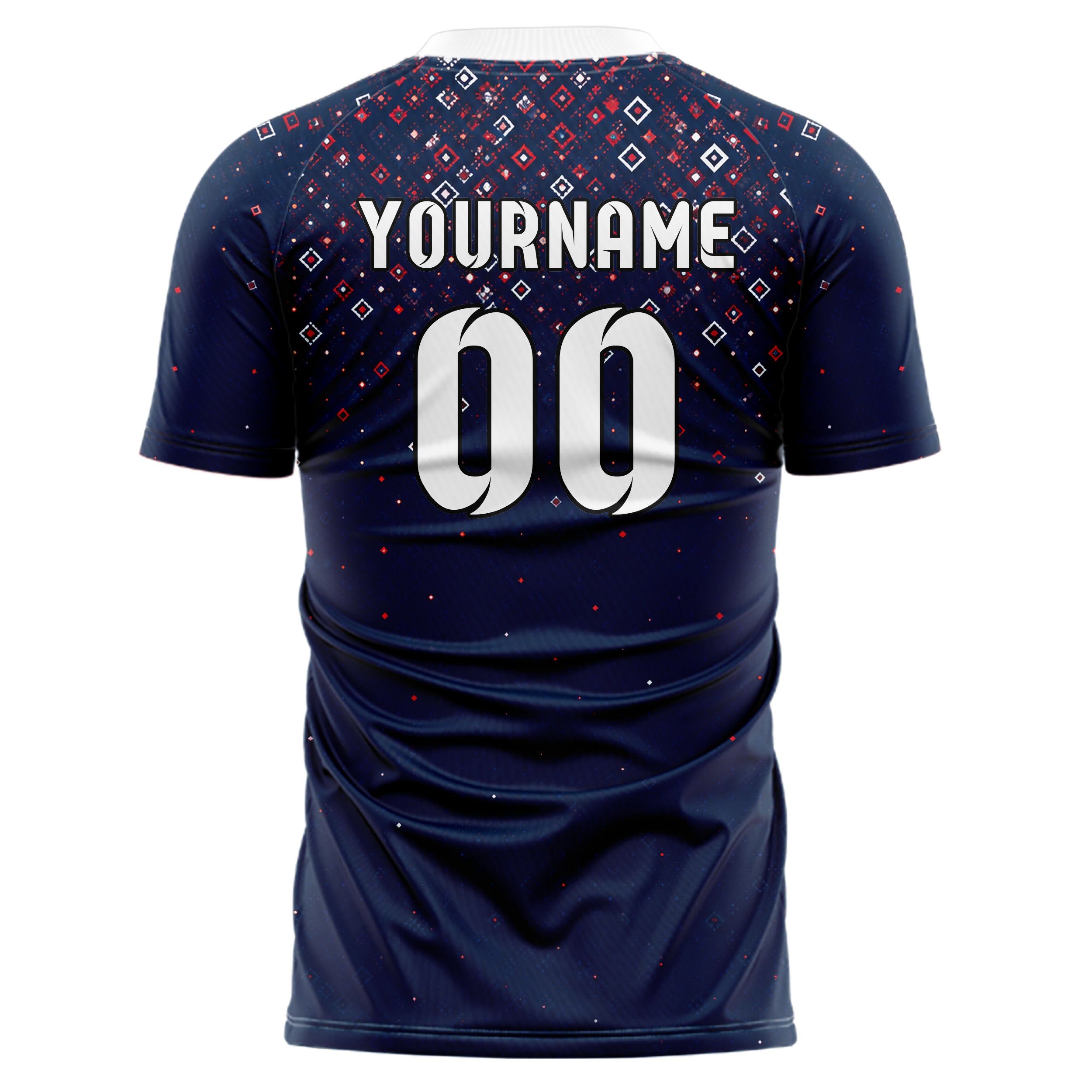 Marineblau klassisches Rauten dichter Verlauf von oben Design 01-0440 individuelles Fußballtrikot back