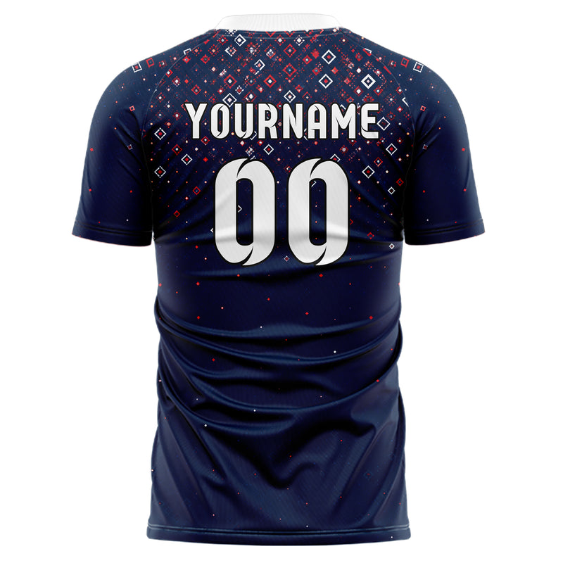 Marineblau klassisches Rauten dichter Verlauf von oben Design 01-0440 individuelles Fußballtrikot back