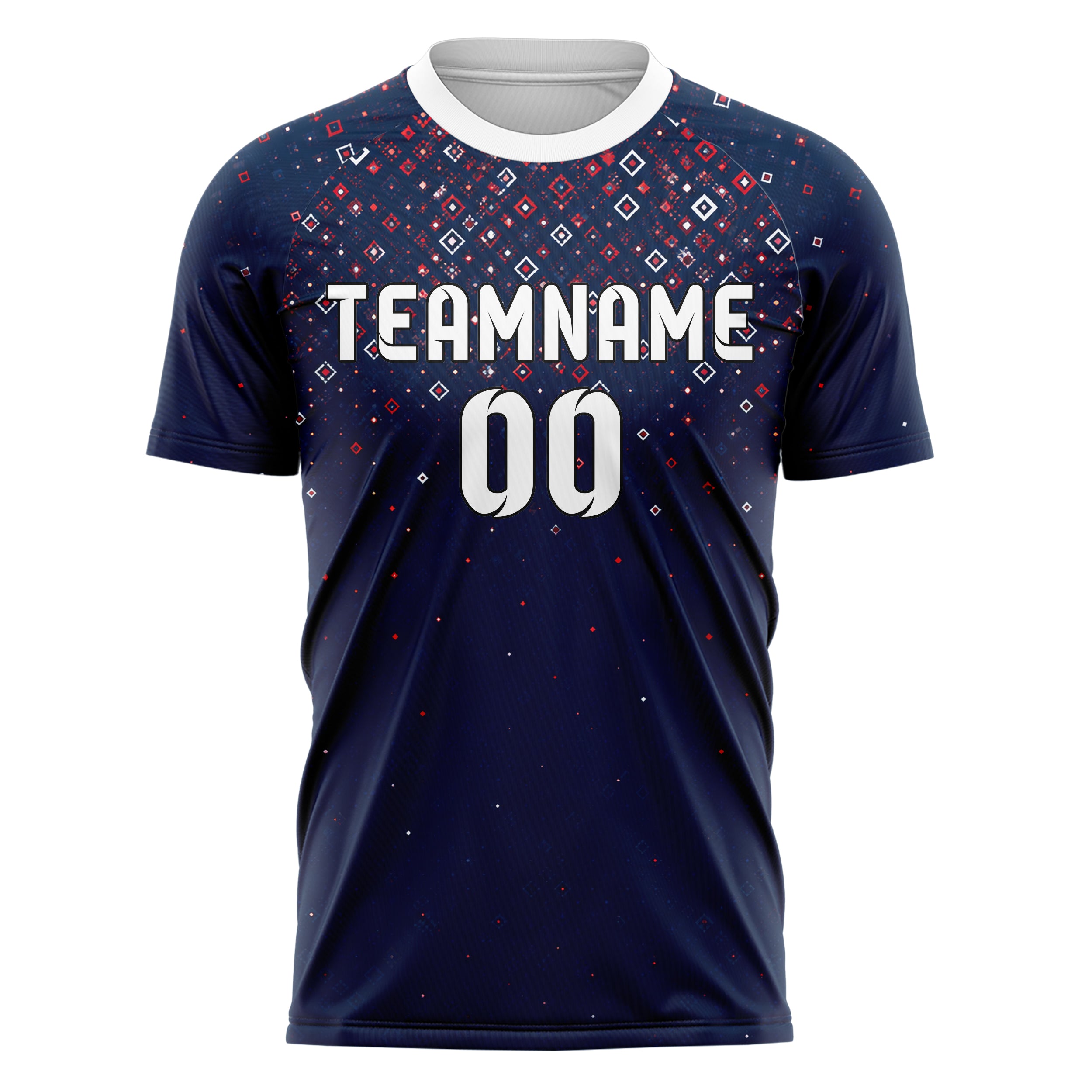 Marineblau klassisches Rauten dichter Verlauf von oben Design 01-0440 individuelles Fußballtrikot front