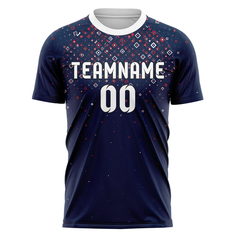 Marineblau klassisches Rauten dichter Verlauf von oben Design 01-0440 individuelles Fußballtrikot front