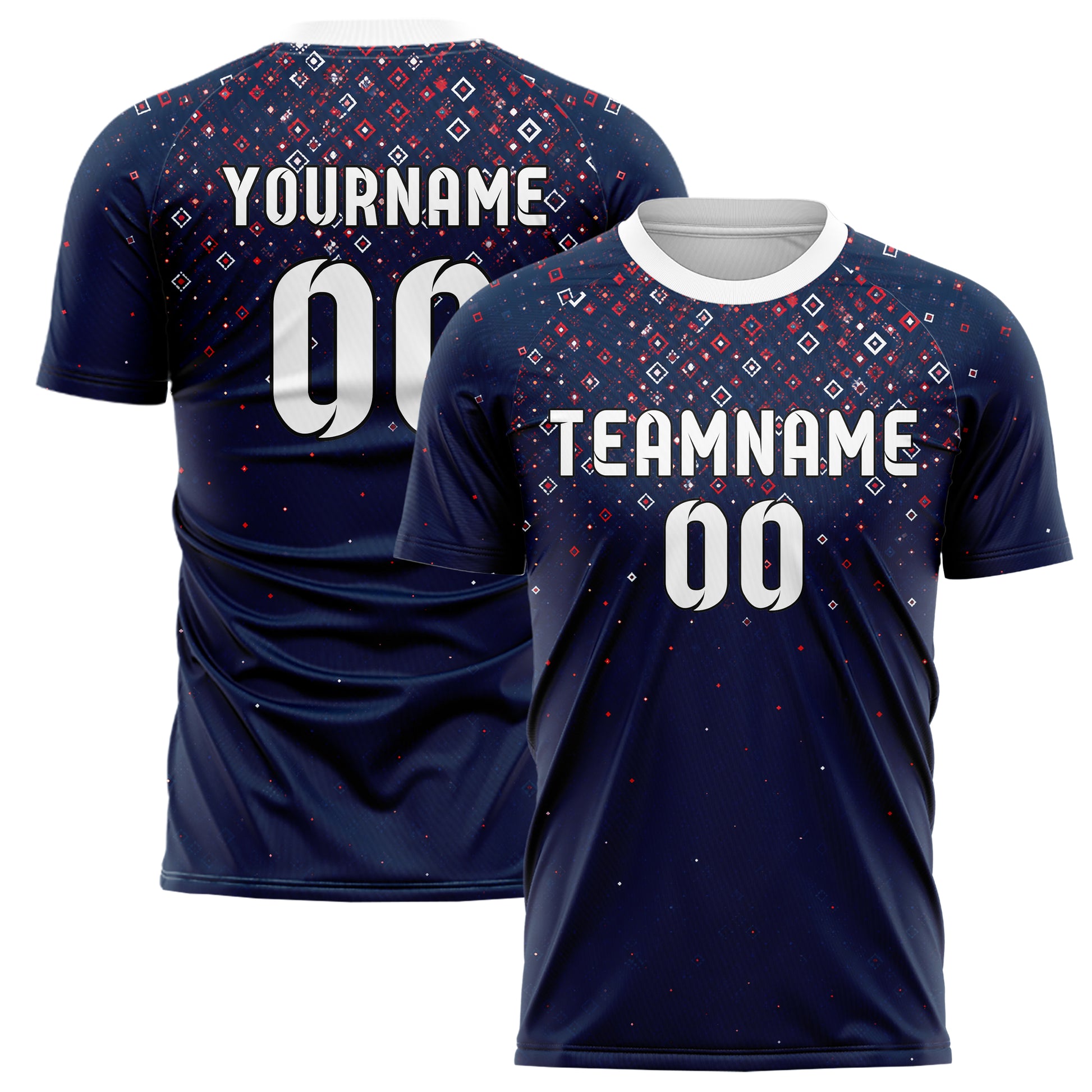 Marineblau klassisches Rauten dichter Verlauf von oben Design 01-0440 individuelles Fußballtrikot main