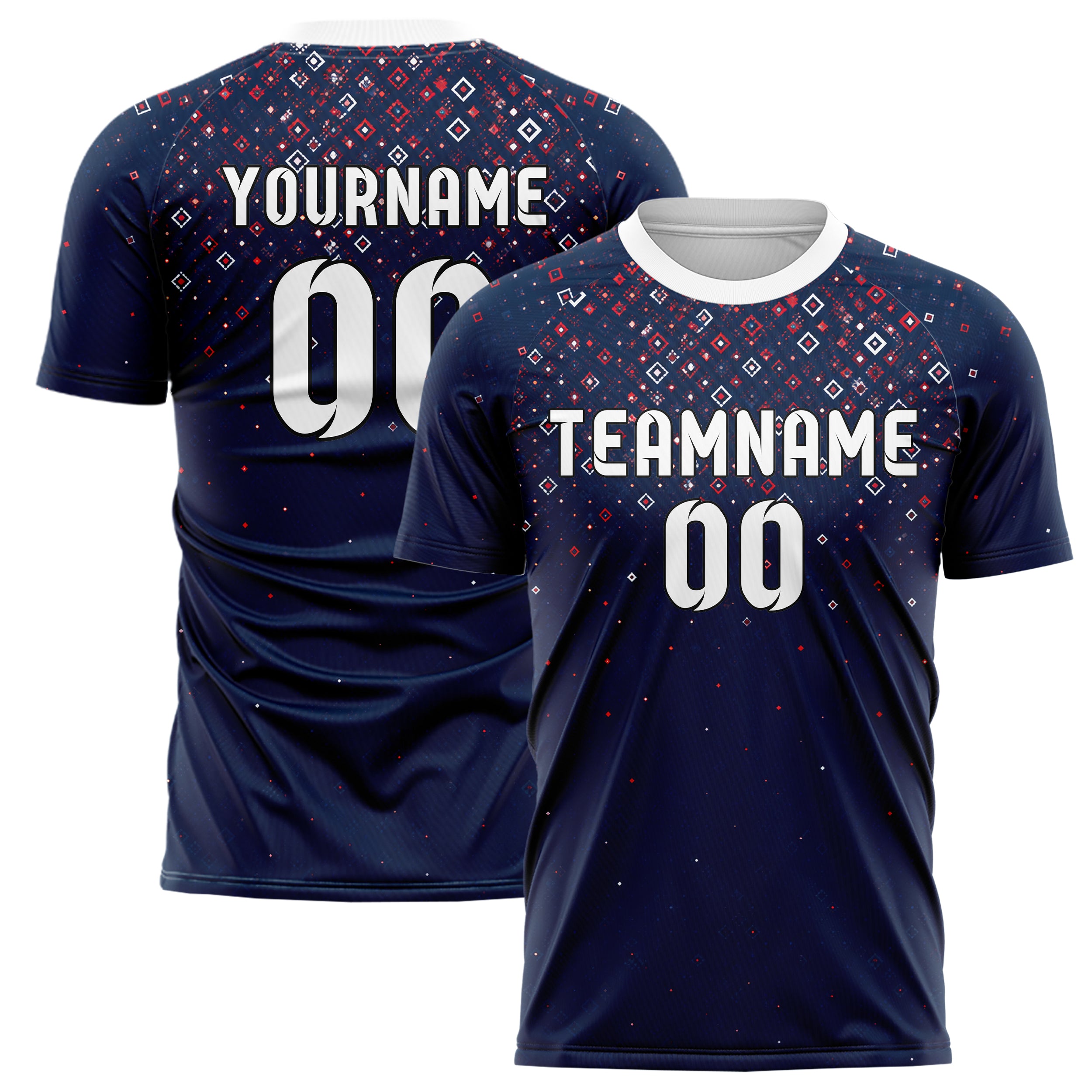 Marineblau klassisches Rauten dichter Verlauf von oben Design 01-0440 individuelles Fußballtrikot main