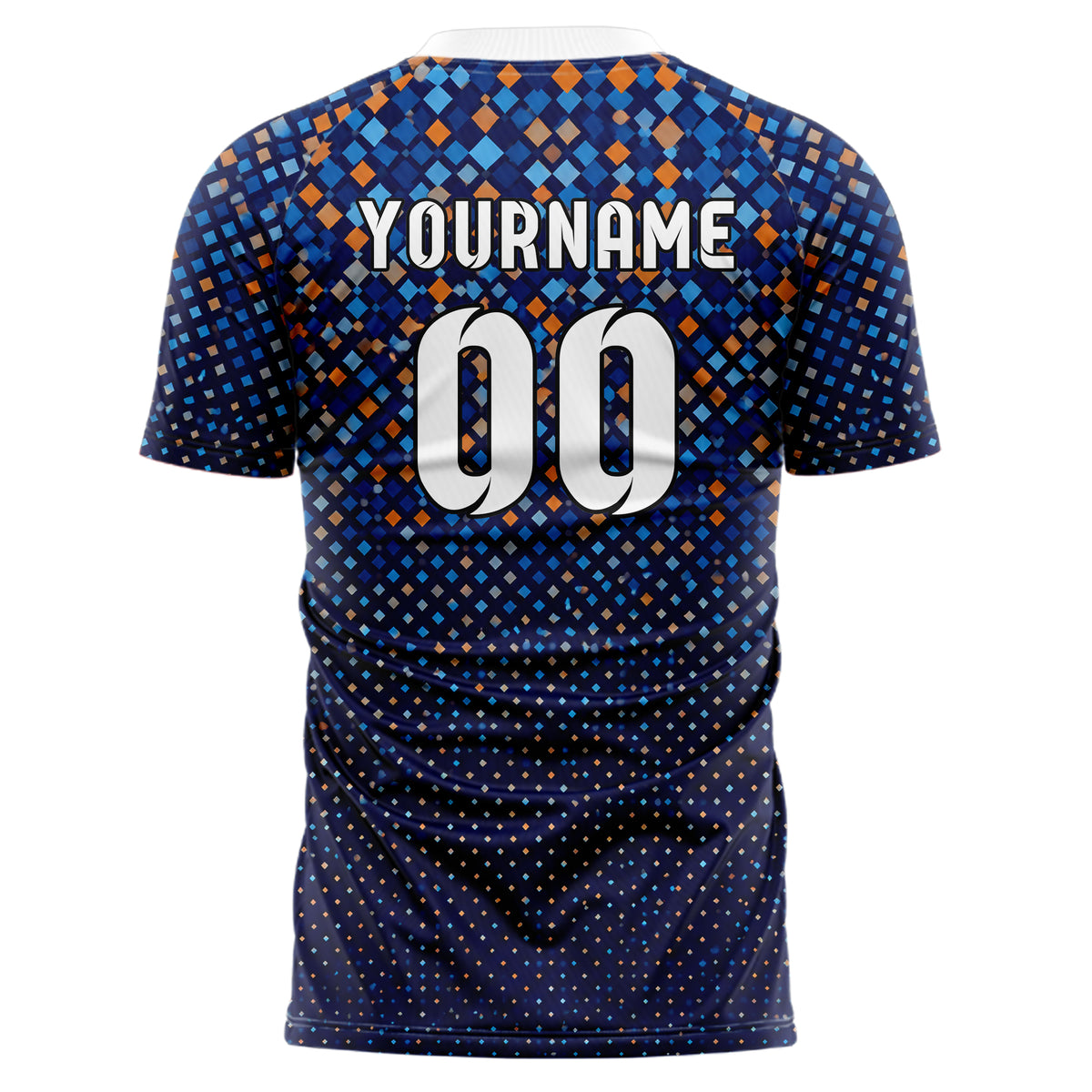 Marineblau lebendiges Rauten Square Grid Design 01-0453 individuelles Fußballtrikot back