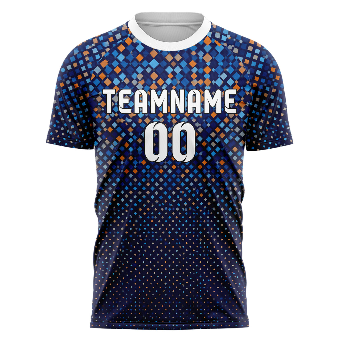 Marineblau lebendiges Rauten Square Grid Design 01-0453 individuelles Fußballtrikot front