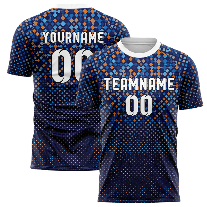 Marineblau lebendiges Rauten Square Grid Design 01-0453 individuelles Fußballtrikot main
