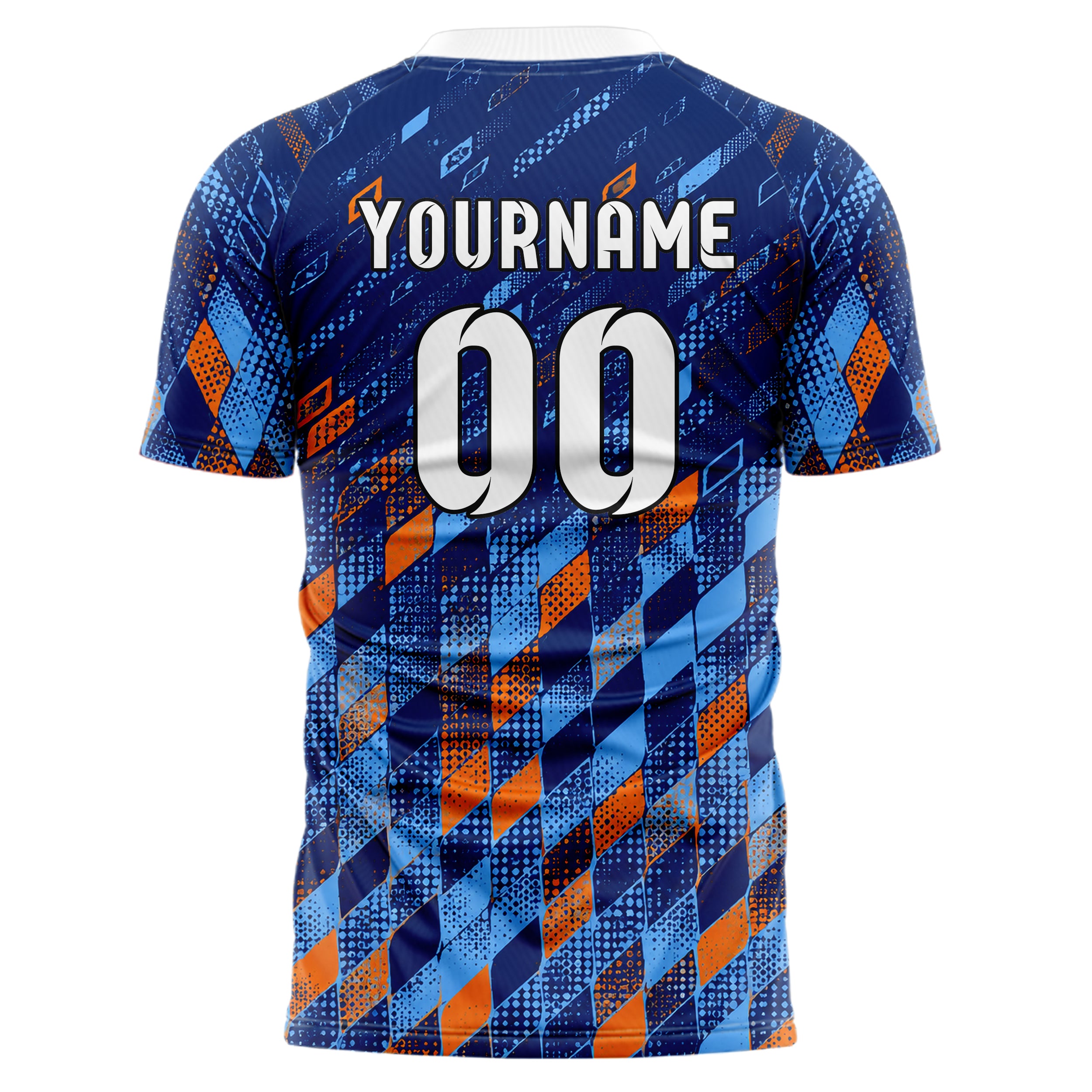 Marineblau lebendiges Rauten dichter Verlauf von unten Design 01-0303 individuelles Fußballtrikot back