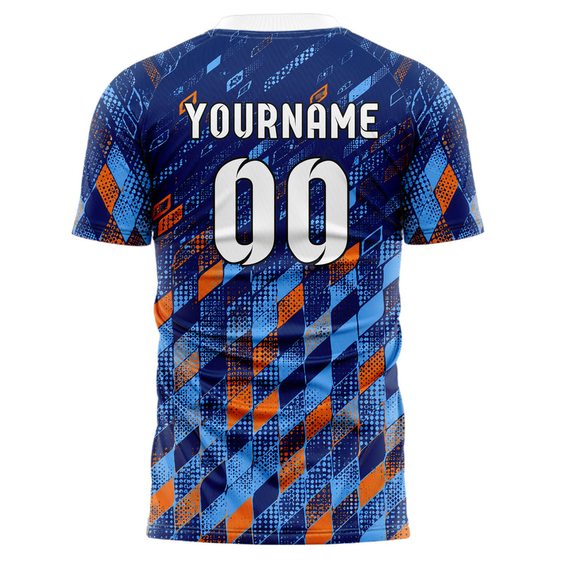 Marineblau lebendiges Rauten dichter Verlauf von unten Design 01-0303 individuelles Fußballtrikot back