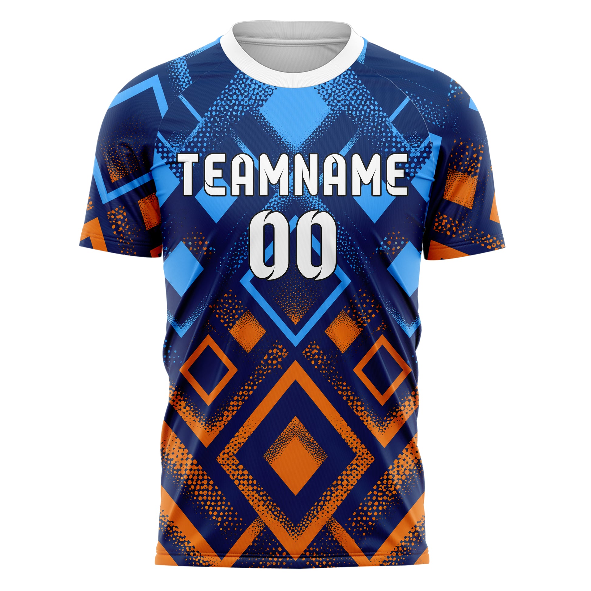 Marineblau lebendiges Rauten radialer Center Fade Design 01-0057 individuelles Fußballtrikot front
