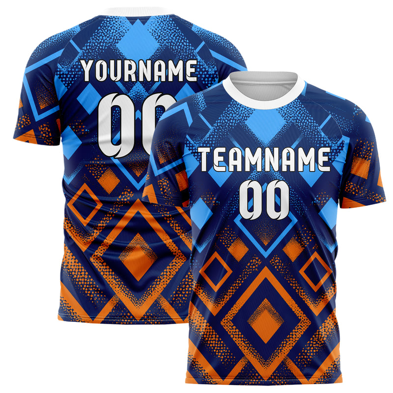 Marineblau lebendiges Rauten radialer Center Fade Design 01-0057 individuelles Fußballtrikot main