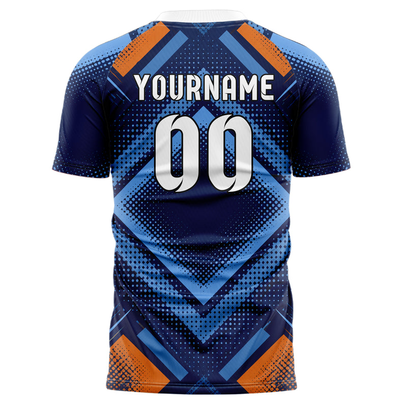 Marineblau lebendiges Rauten radialer Center Fade Design 01-0489 individuelles Fußballtrikot back