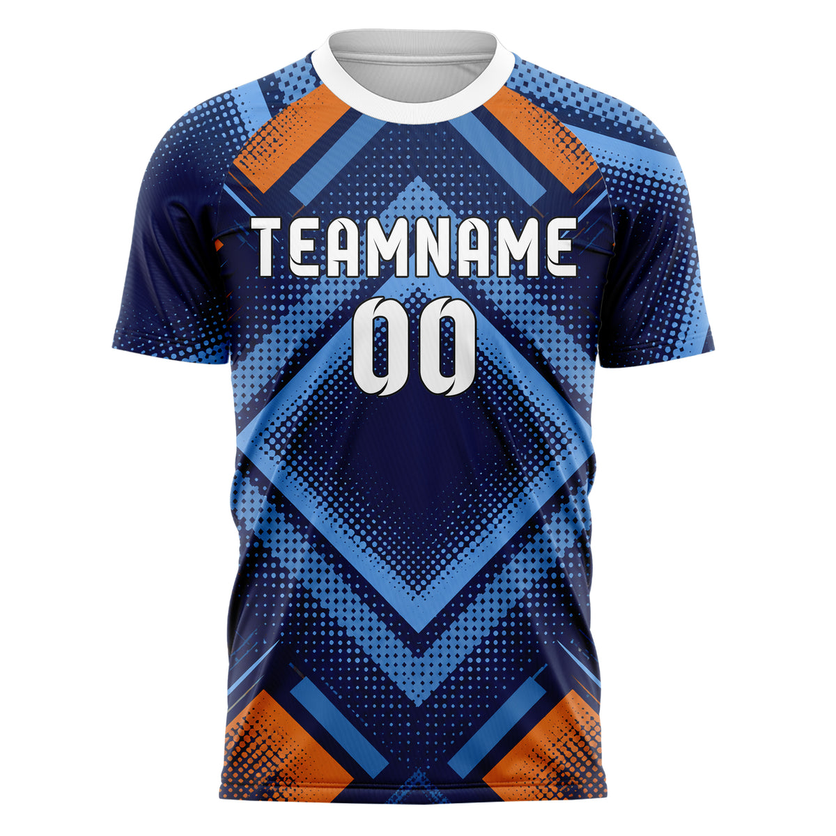 Marineblau lebendiges Rauten radialer Center Fade Design 01-0489 individuelles Fußballtrikot front