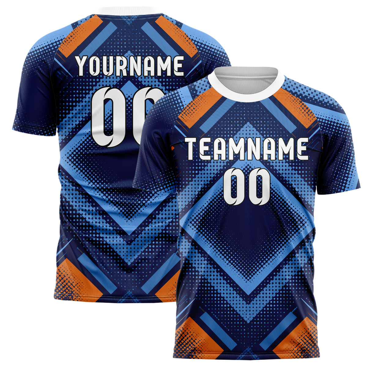 Marineblau lebendiges Rauten radialer Center Fade Design 01-0489 individuelles Fußballtrikot main