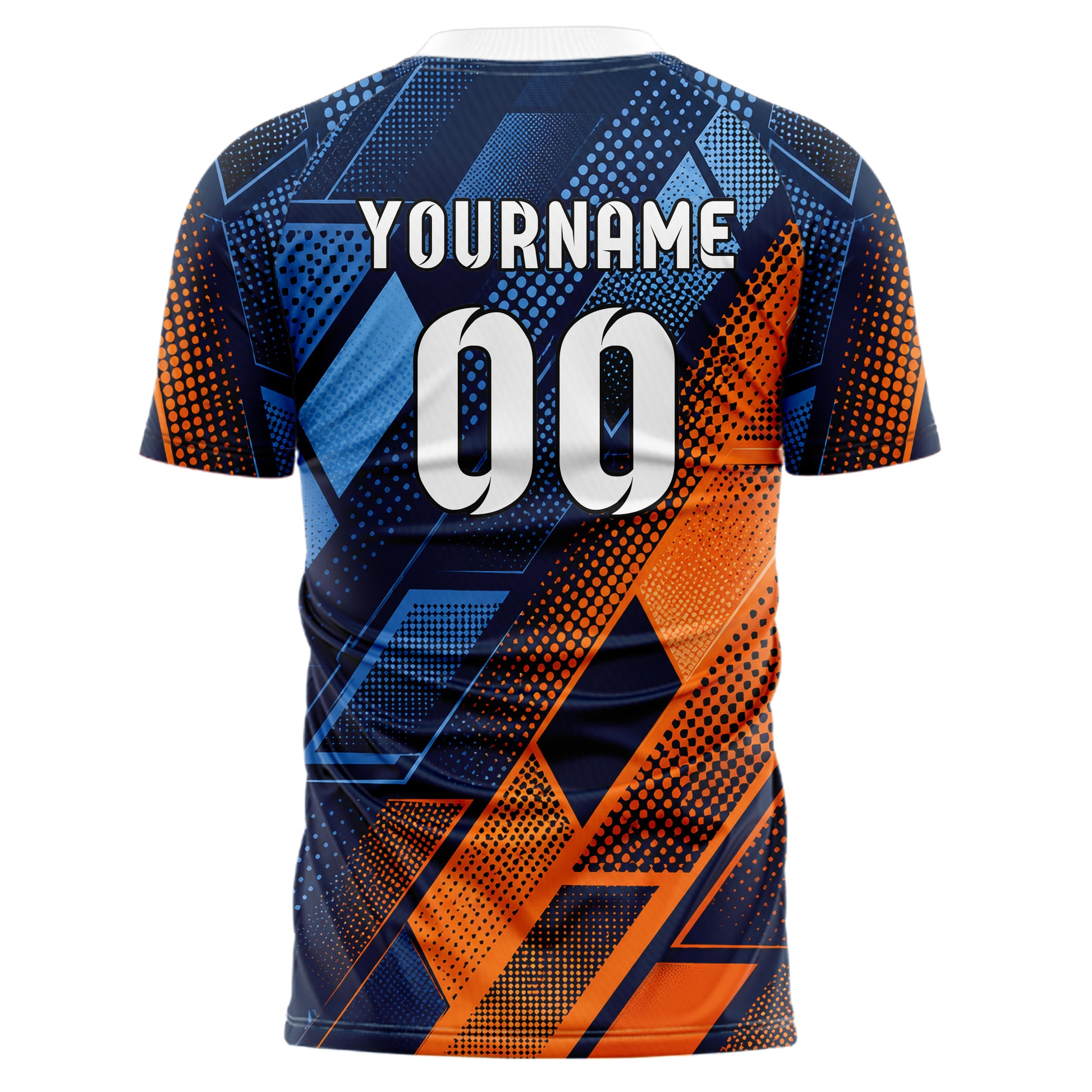 Marineblau lebendiges Rauten diagonale Tessellation Design 01-0426 individuelles Fußballtrikot back