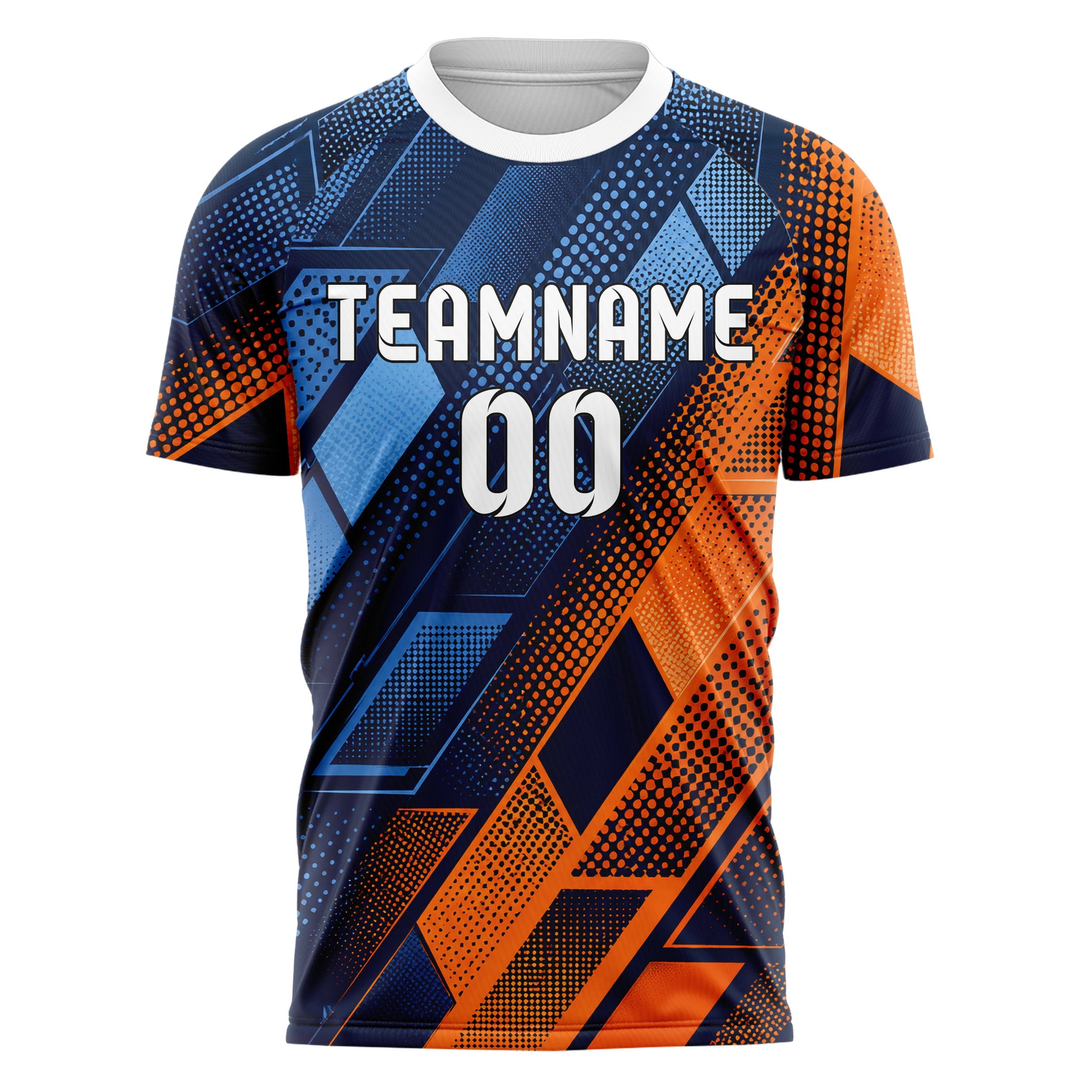 Marineblau lebendiges Rauten diagonale Tessellation Design 01-0426 individuelles Fußballtrikot front