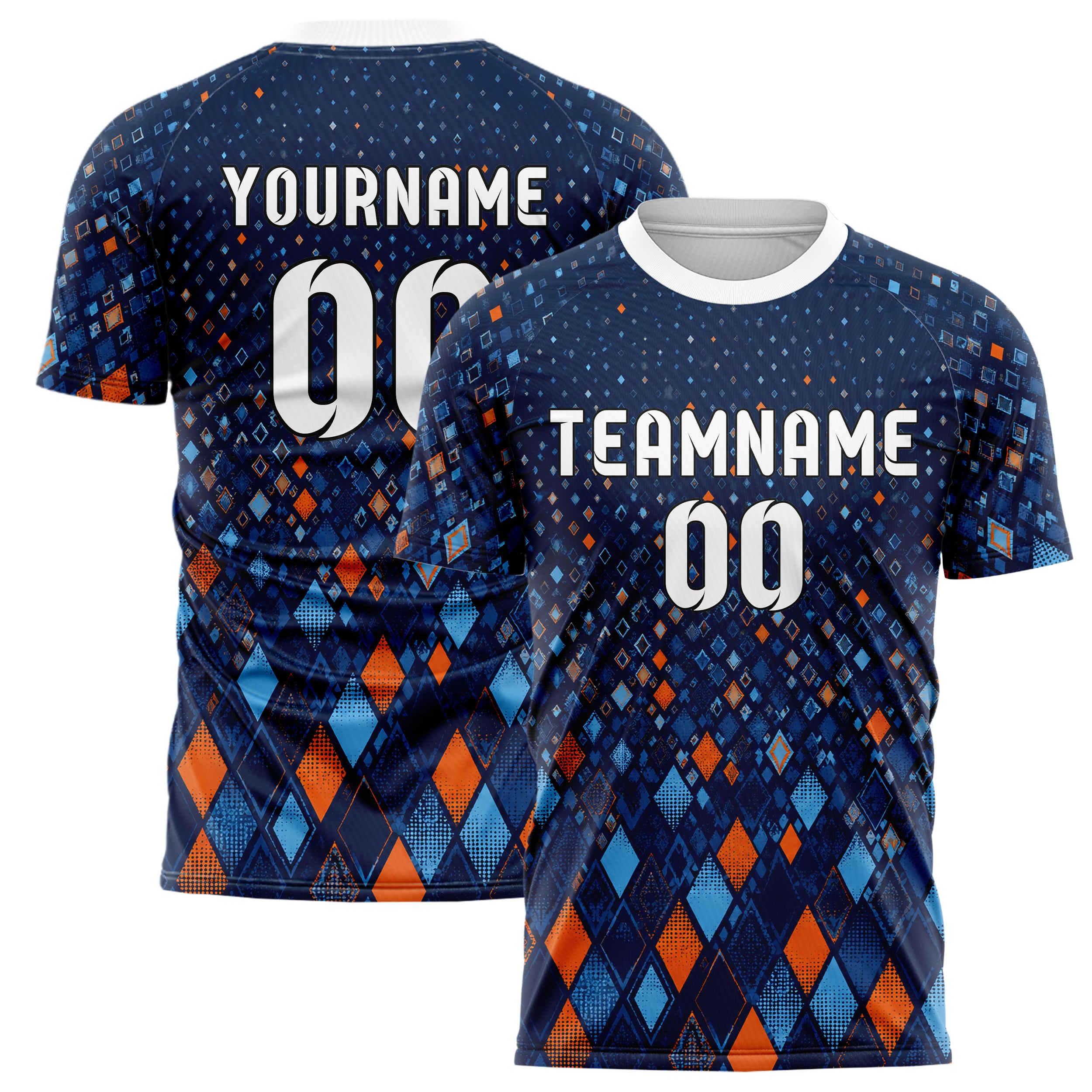 Marineblau lebendiges Rauten Micro to Macro Gradient Design 01-0012 individuelles Fußballtrikot main