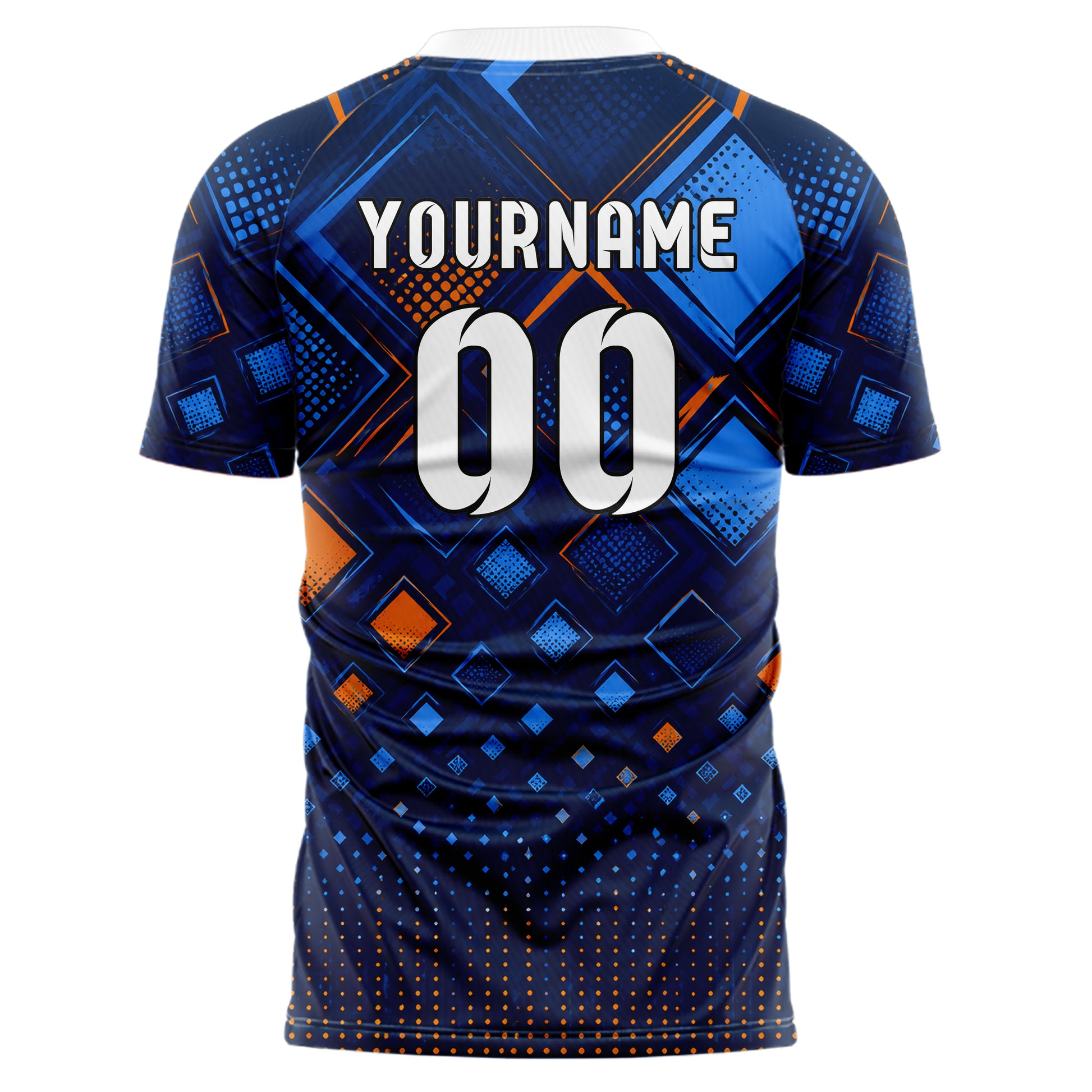 Marineblau lebendiges Rauten Micro to Macro Gradient Design 01-0204 individuelles Fußballtrikot back
