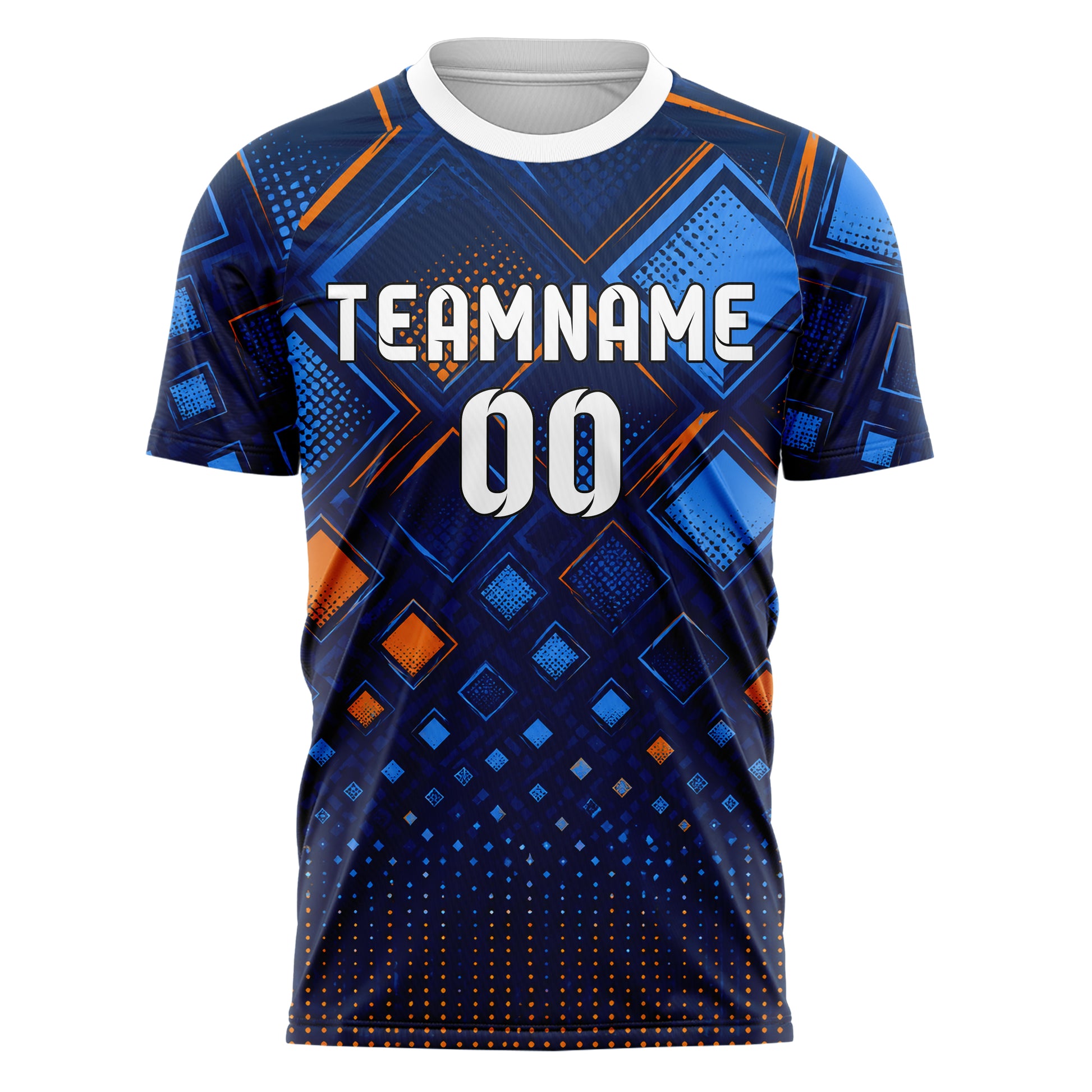 Marineblau lebendiges Rauten Micro to Macro Gradient Design 01-0204 individuelles Fußballtrikot front