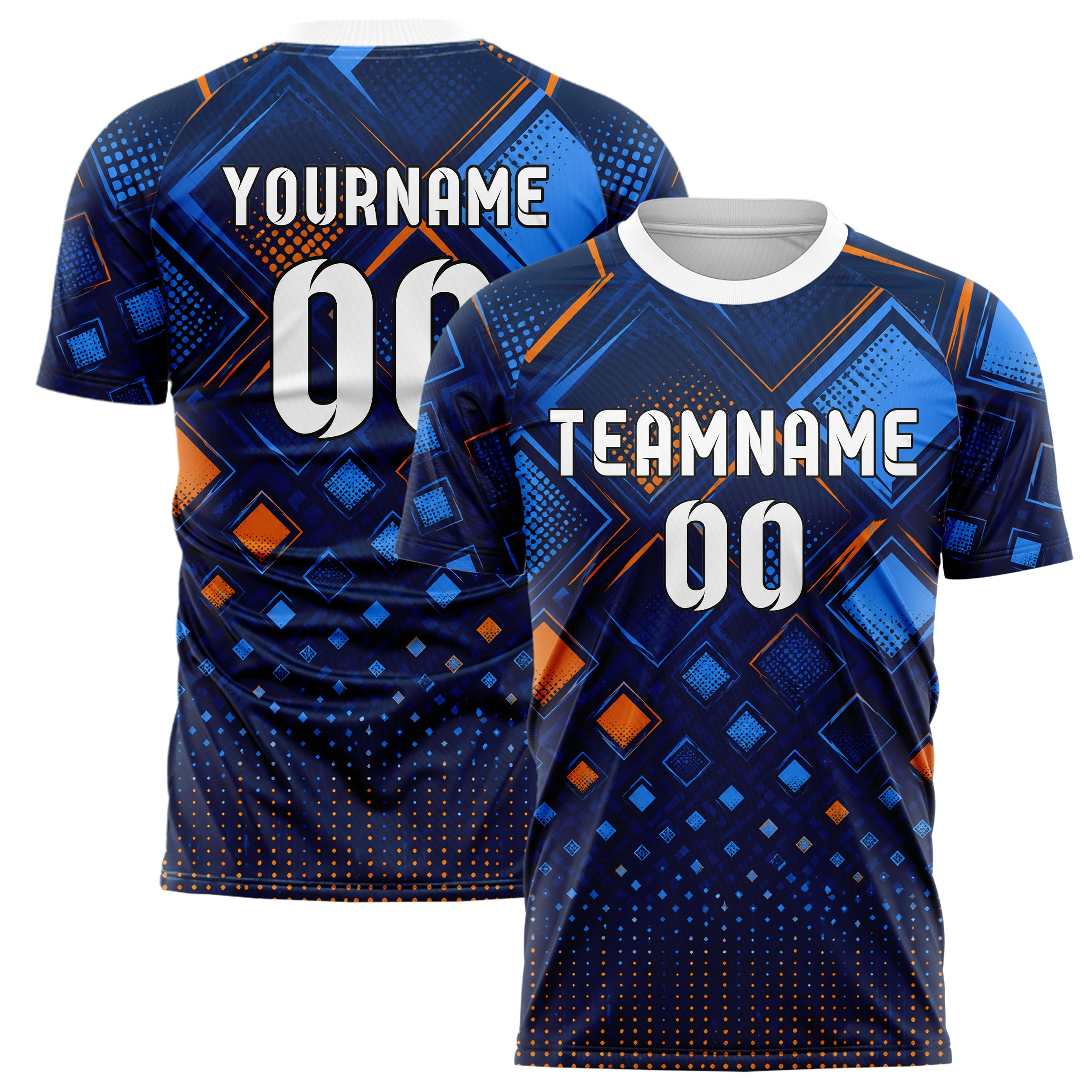 Marineblau lebendiges Rauten Micro to Macro Gradient Design 01-0204 individuelles Fußballtrikot main