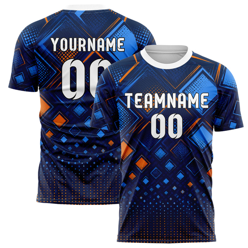 Marineblau lebendiges Rauten Micro to Macro Gradient Design 01-0204 individuelles Fußballtrikot main