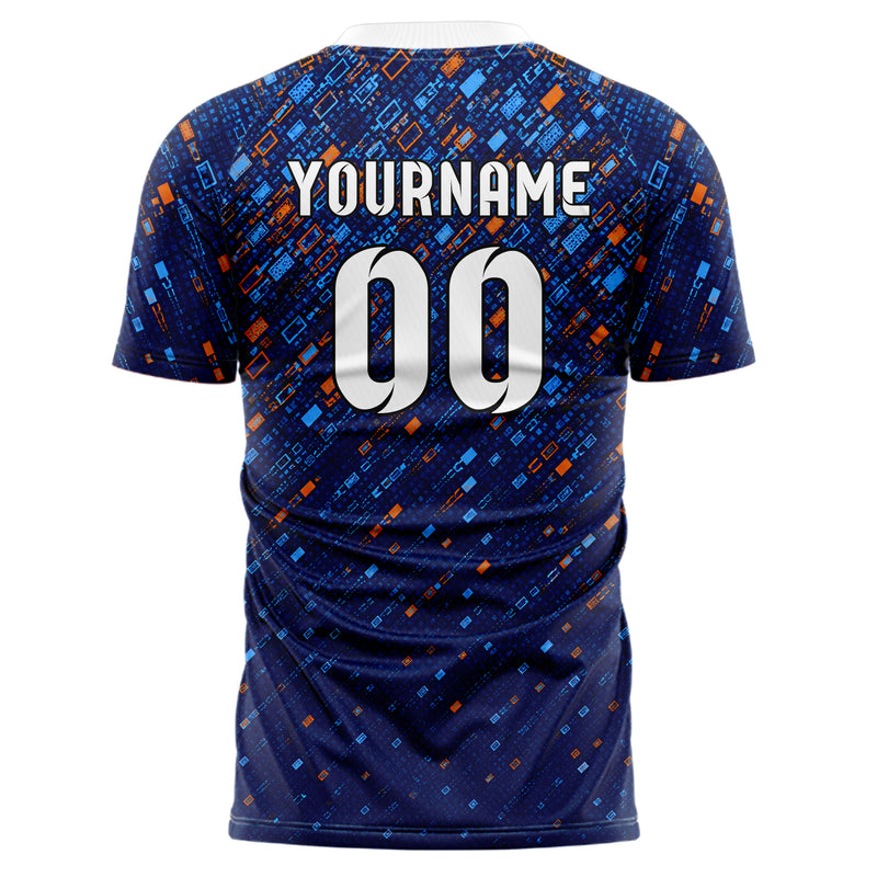 Marineblau lebendiges Rauten dichter Verlauf von oben Design 01-0168 individuelles Fußballtrikot back
