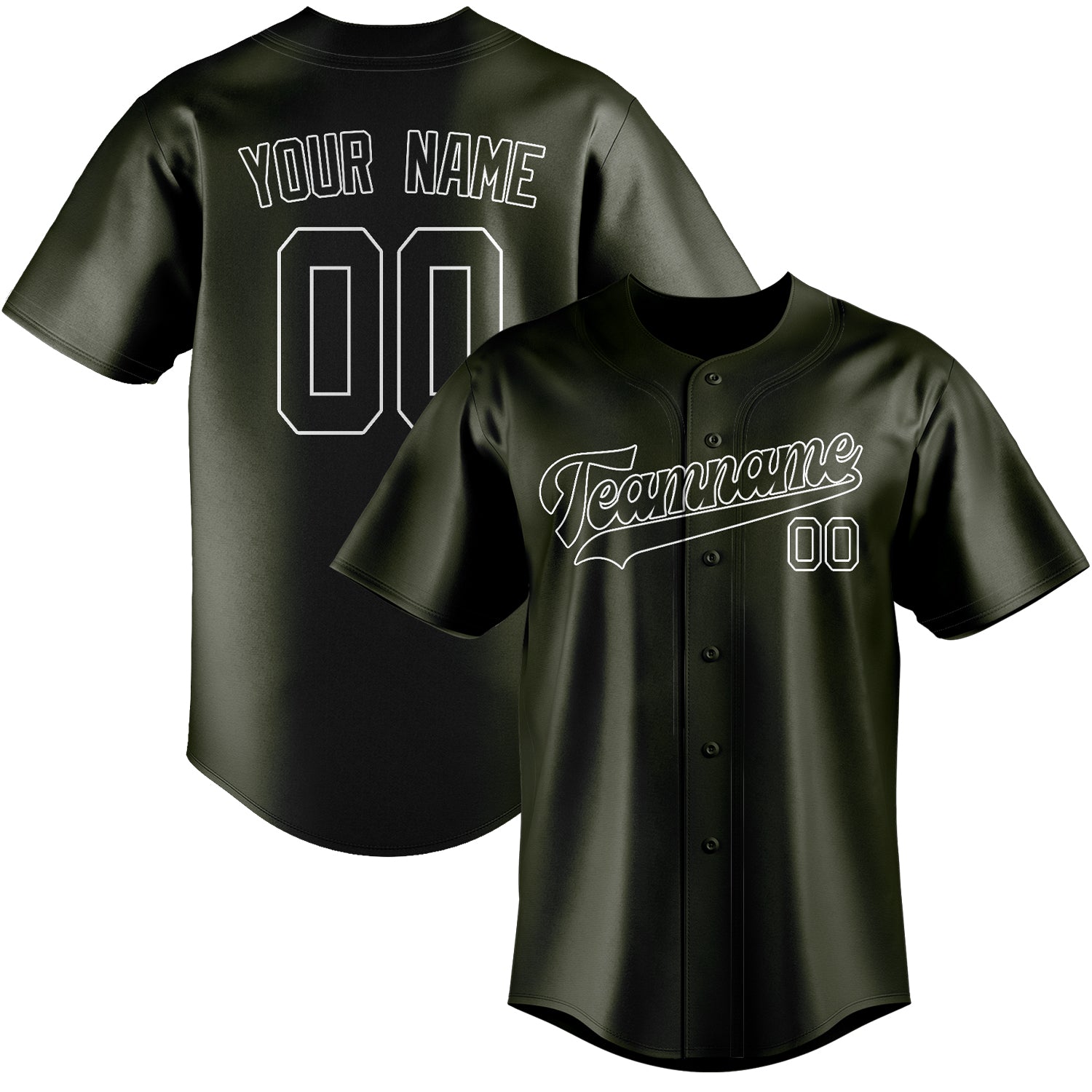 Benutzerdefiniertes Professionelles Dunkles Oliv Weiß Baseballtrikot
