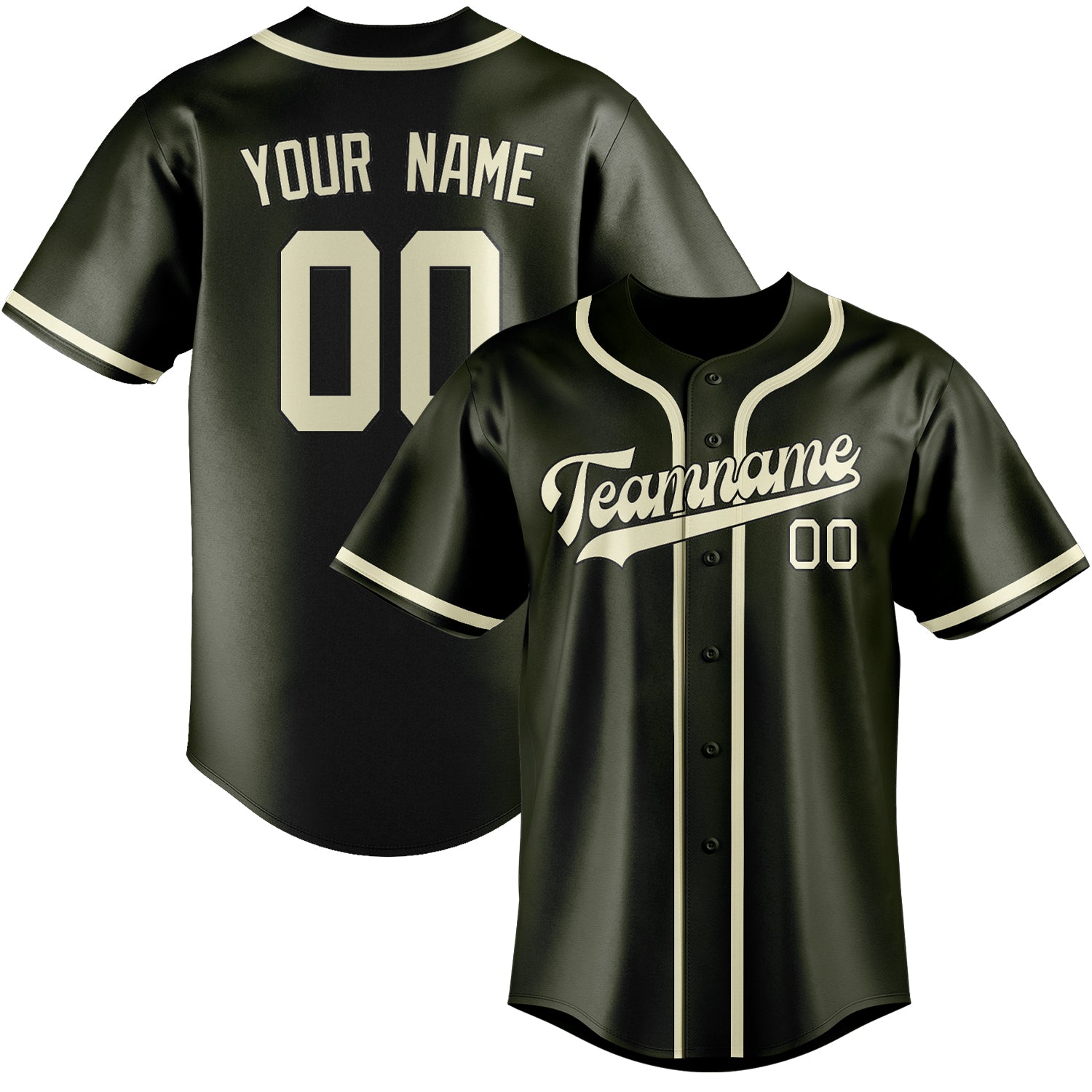 Benutzerdefiniertes Professionelles Dunkles Oliv Beige Baseballtrikot