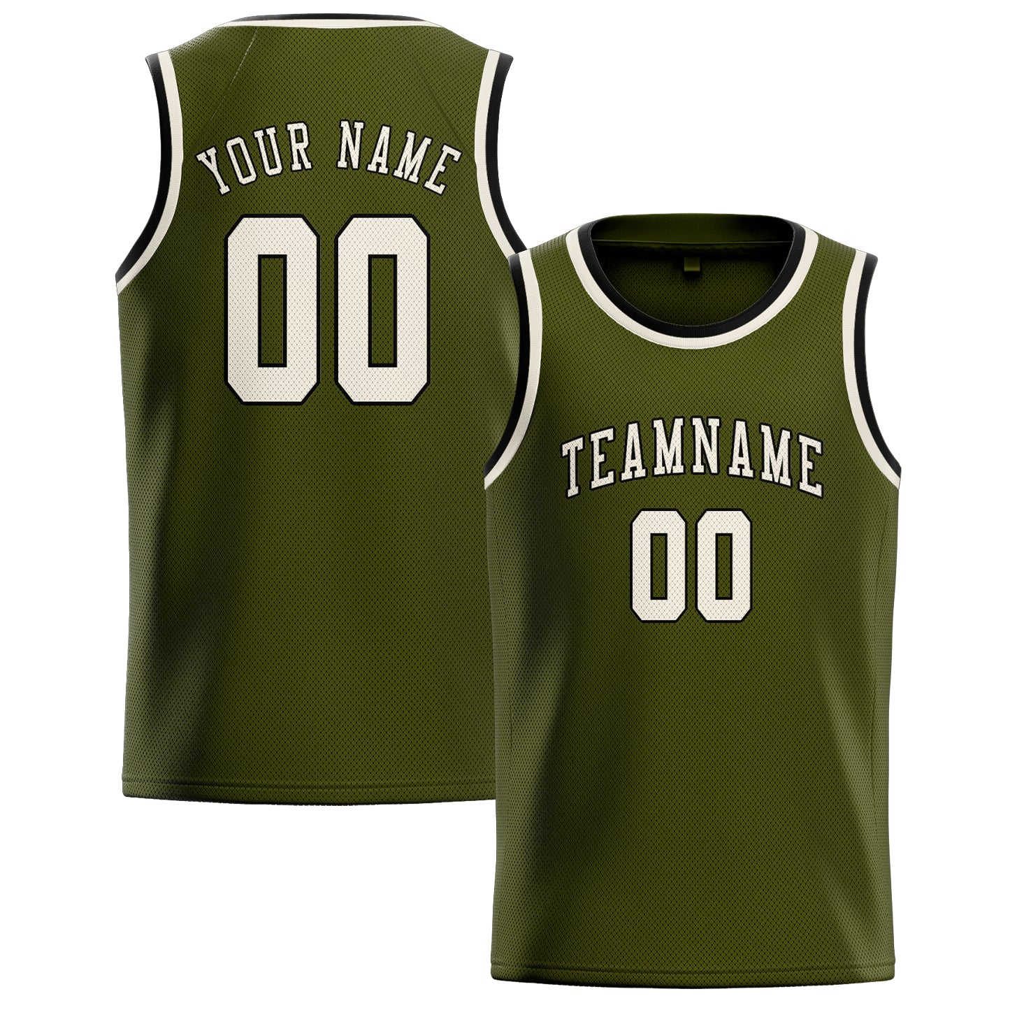 Benutzerdefiniertes Professionelles Dunkles Oliv Beige Basketballtrikot