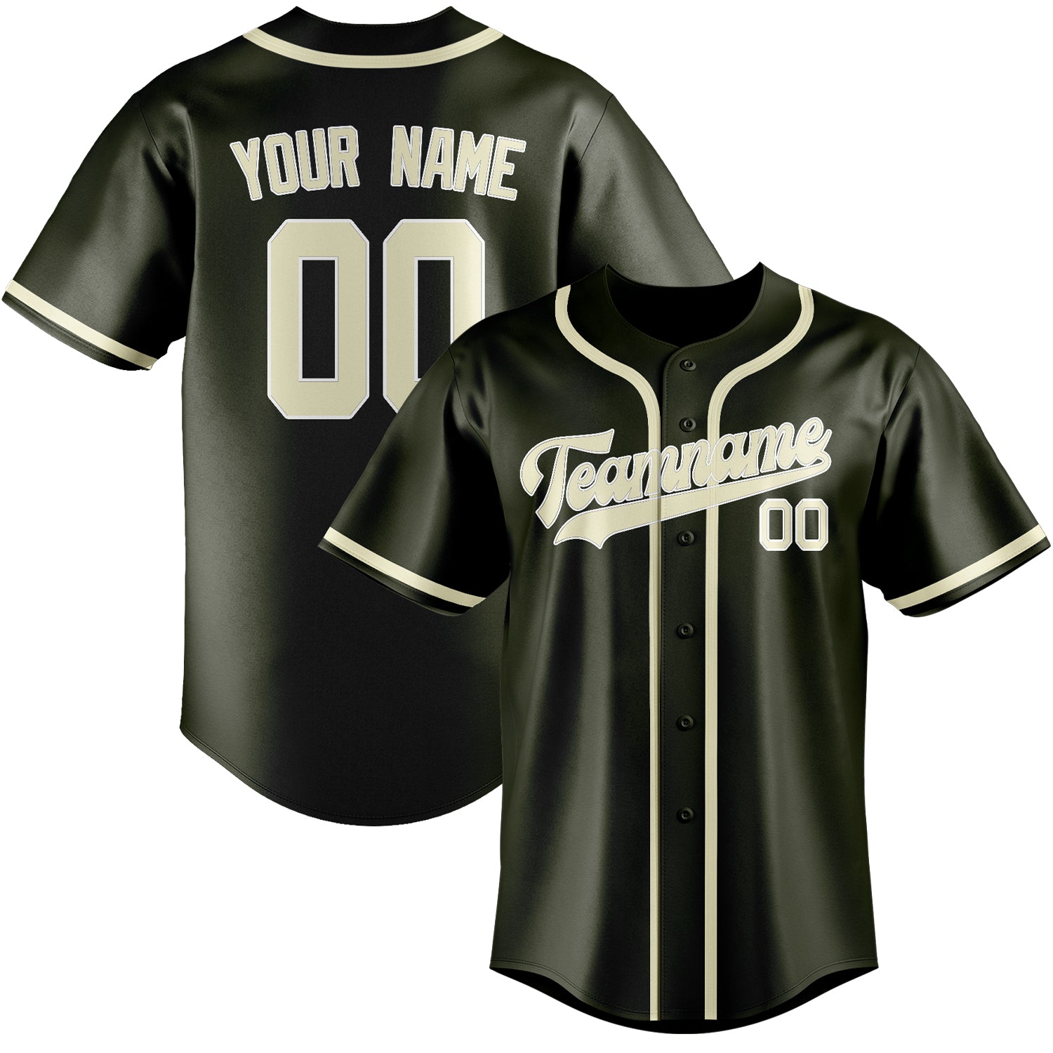 Benutzerdefiniertes Professionelles Dunkles Oliv Beige Baseballtrikot