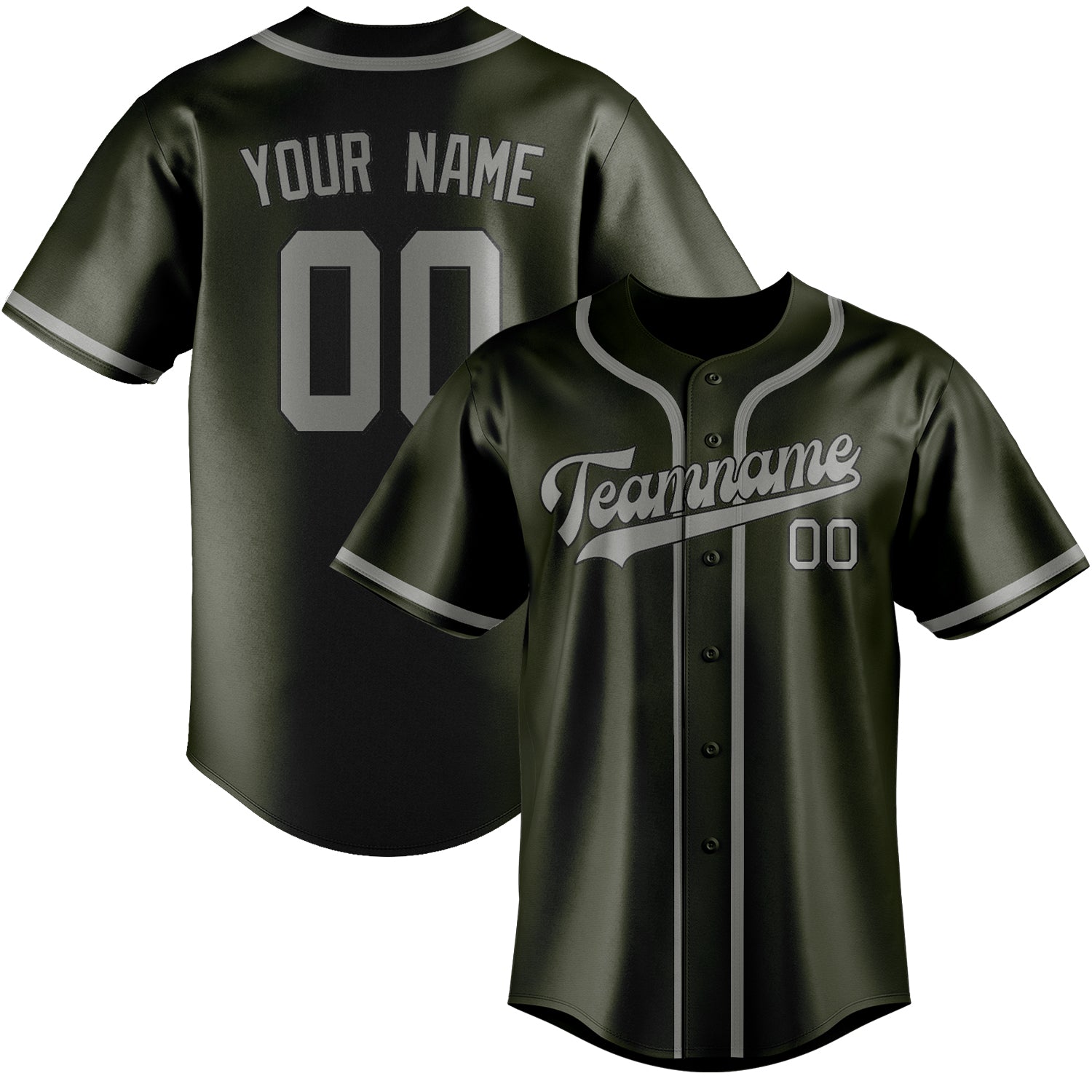 Benutzerdefiniertes Professionelles Dunkles Oliv Grau Baseballtrikot