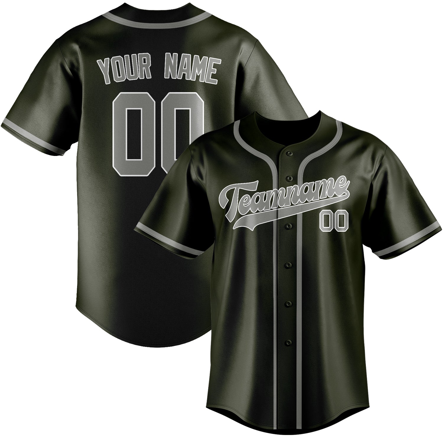 Benutzerdefiniertes Professionelles Dunkles Oliv Grau Baseballtrikot