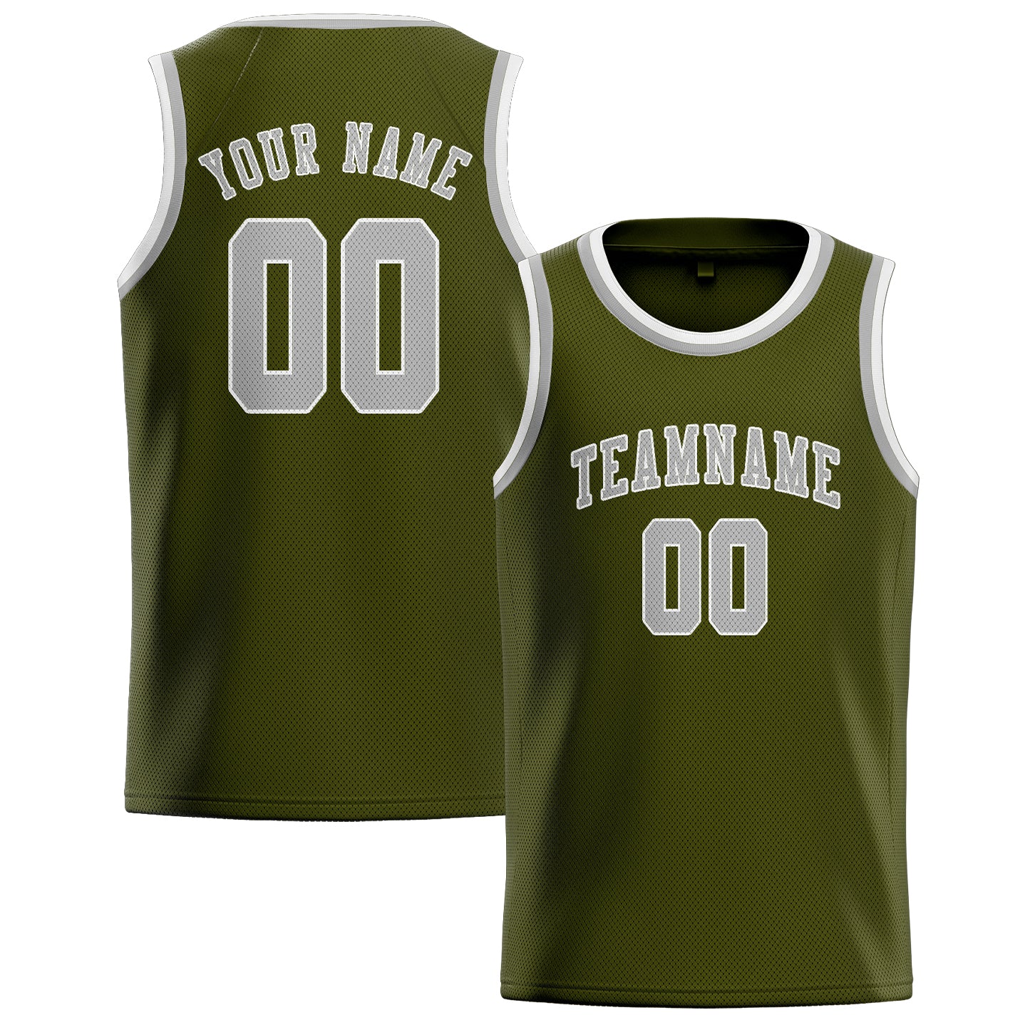 Benutzerdefiniertes Professionelles Dunkles Oliv Grau Basketballtrikot