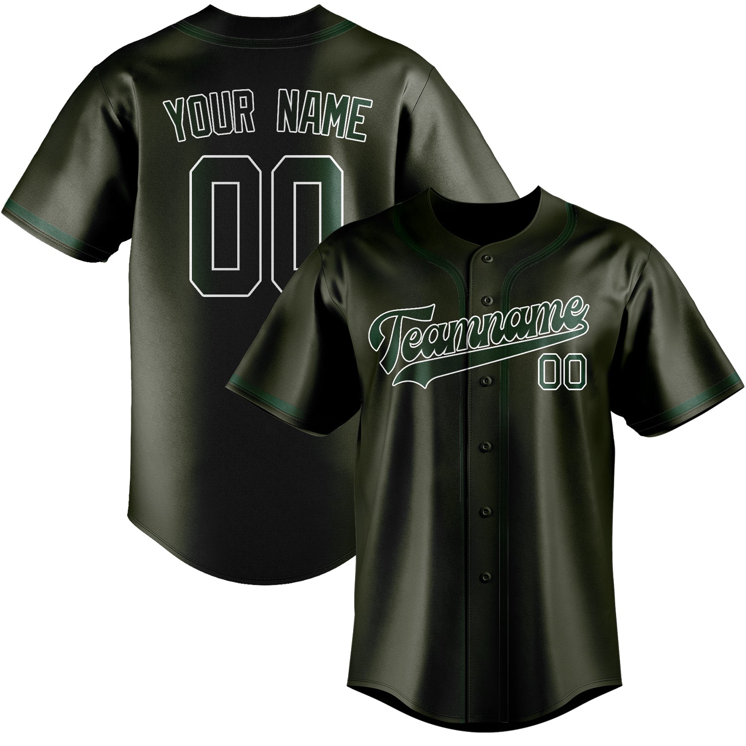 Benutzerdefiniertes Professionelles Dunkles Oliv Moosgrün Baseballtrikot