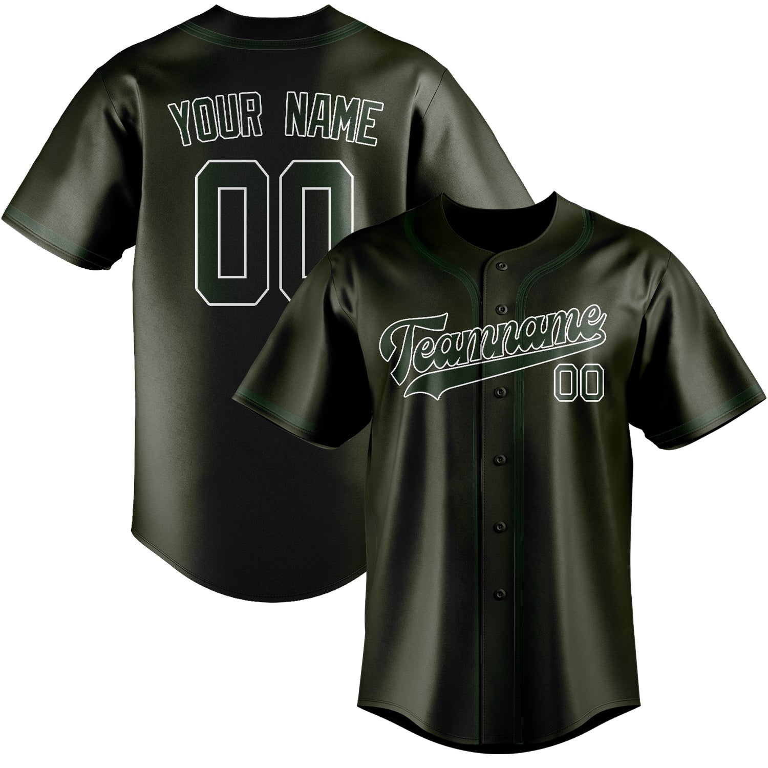 Benutzerdefiniertes Professionelles Dunkles Oliv Tannengrün Baseballtrikot