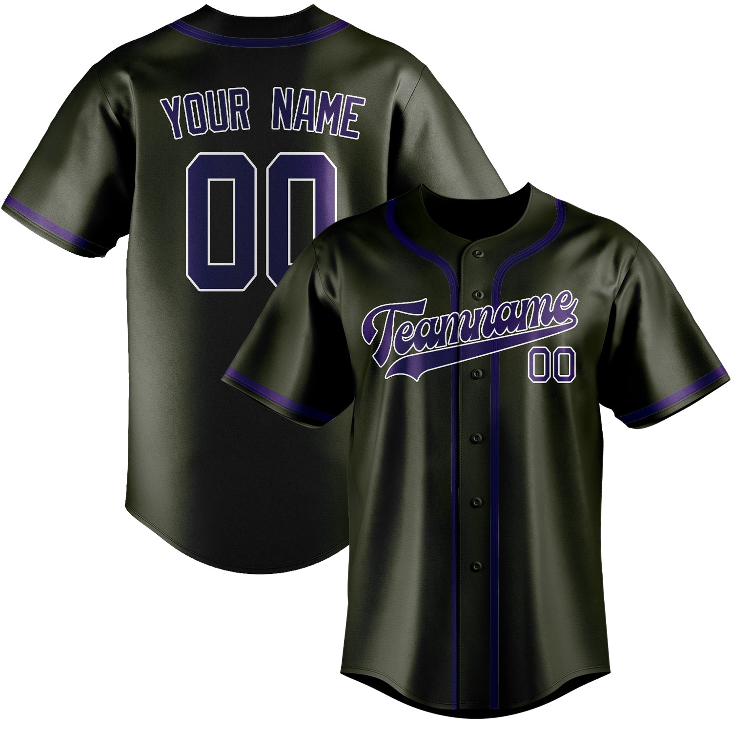 Benutzerdefiniertes Professionelles Dunkles Oliv Lila Baseballtrikot