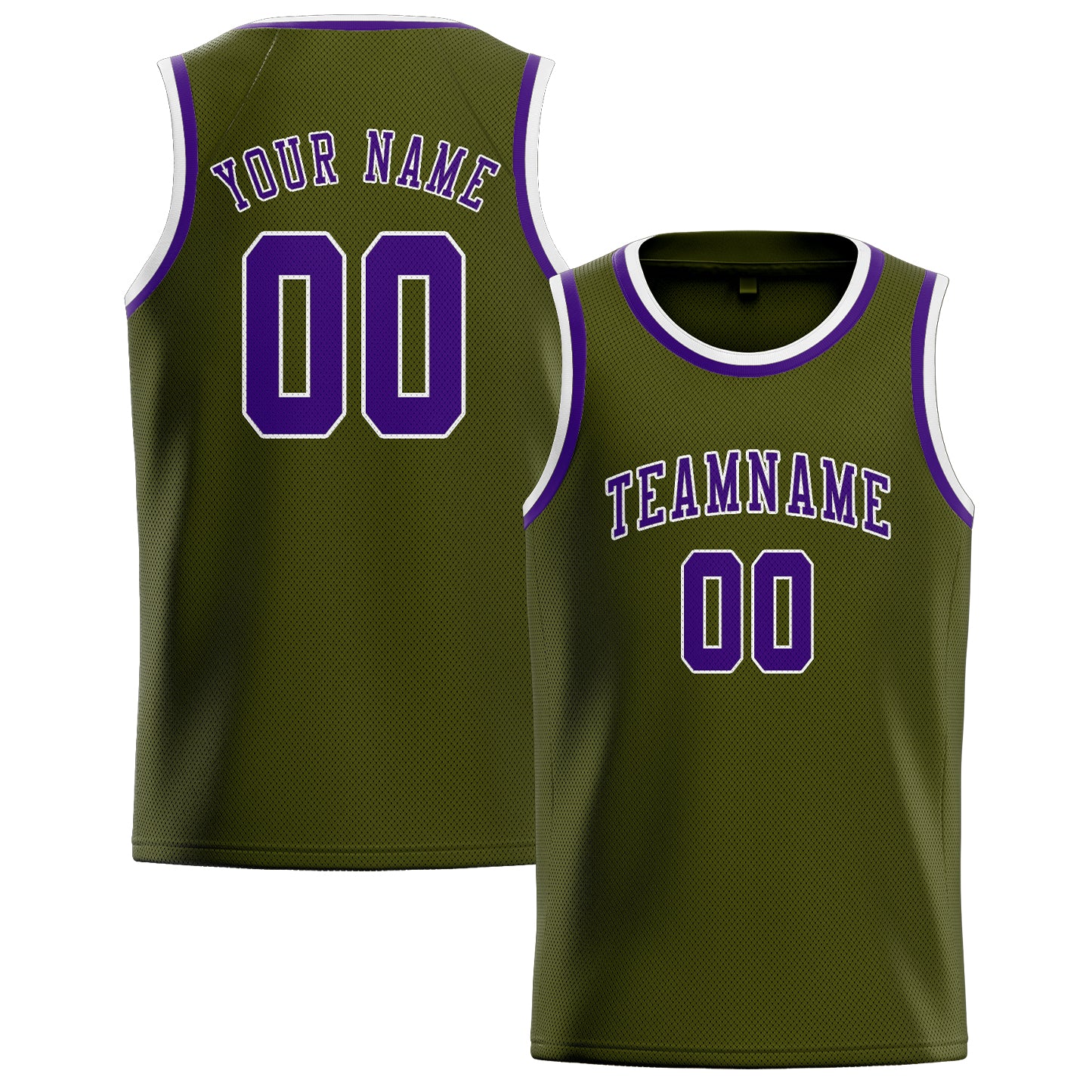 Benutzerdefiniertes Professionelles Dunkles Oliv Lila Basketballtrikot