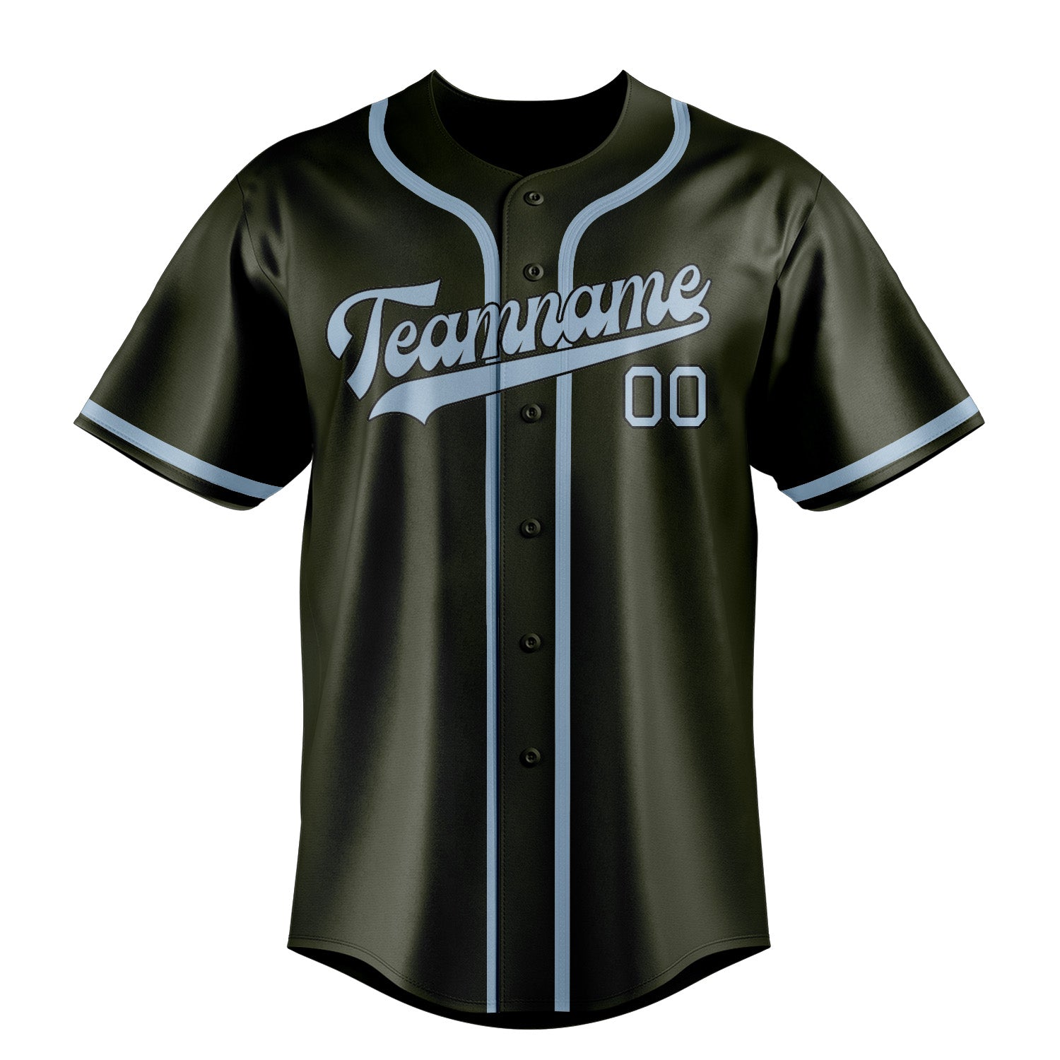 Benutzerdefiniertes Professionelles Dunkles Oliv Hellblau Baseballtrikot