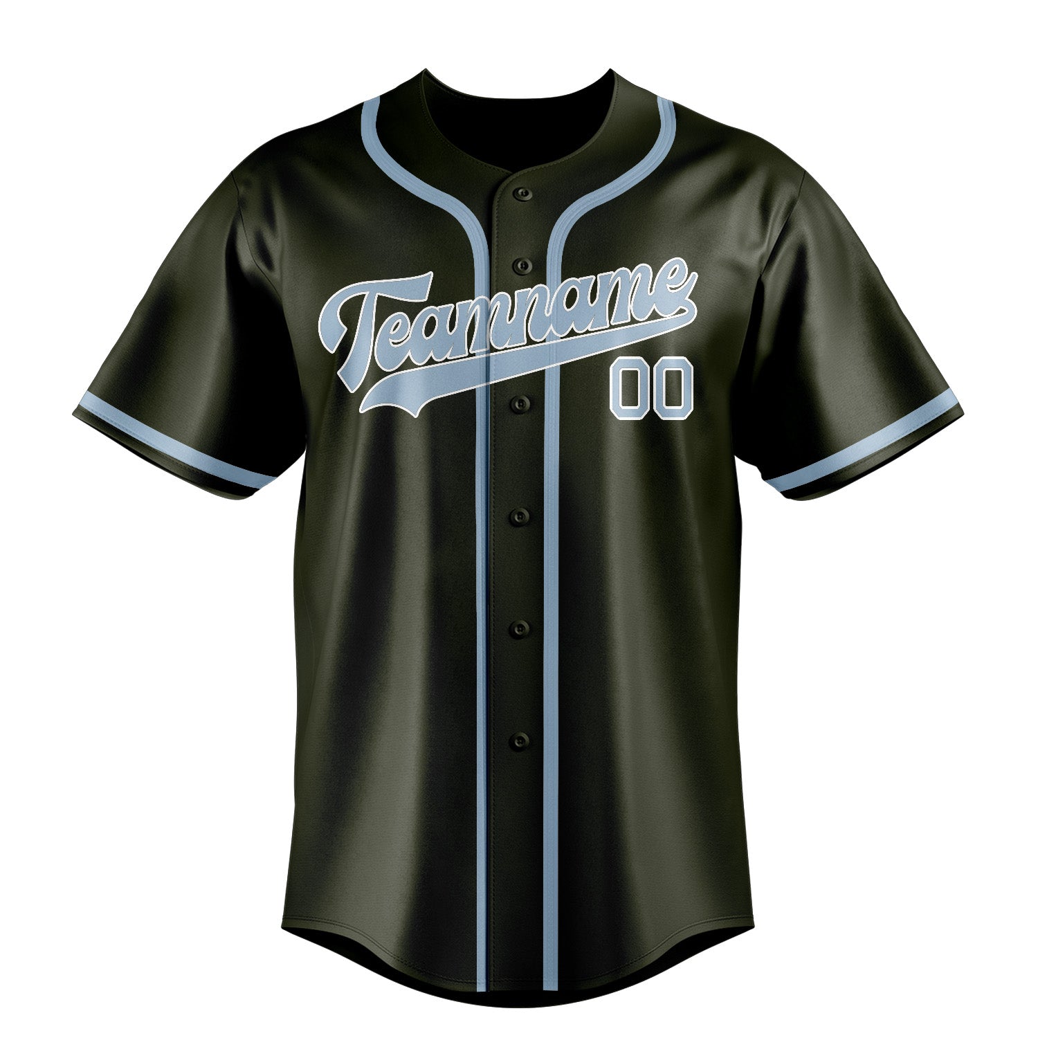 Benutzerdefiniertes Professionelles Dunkles Oliv Hellblau Baseballtrikot
