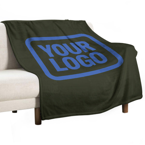 Coperta personalizzata color oliva scuro e azzurro cielo