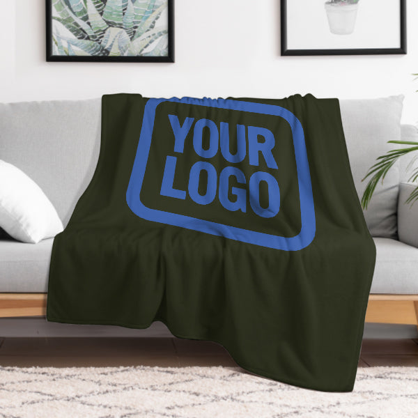 Coperta personalizzata color oliva scuro e azzurro cielo
