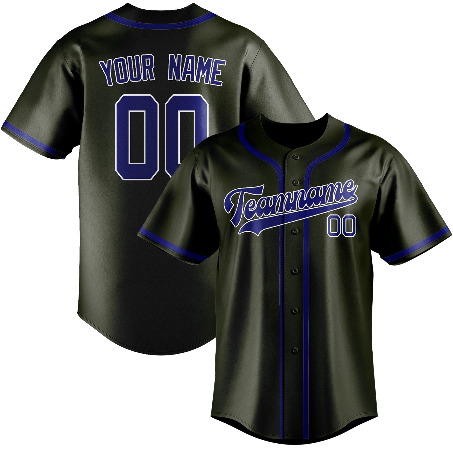 Benutzerdefiniertes Professionelles Dunkles Oliv Himmelblau Baseballtrikot