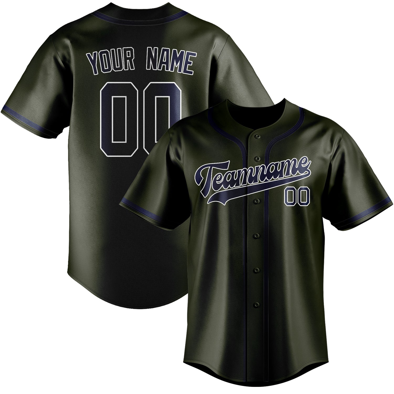 Benutzerdefiniertes Professionelles Dunkles Oliv Marineblau Baseballtrikot