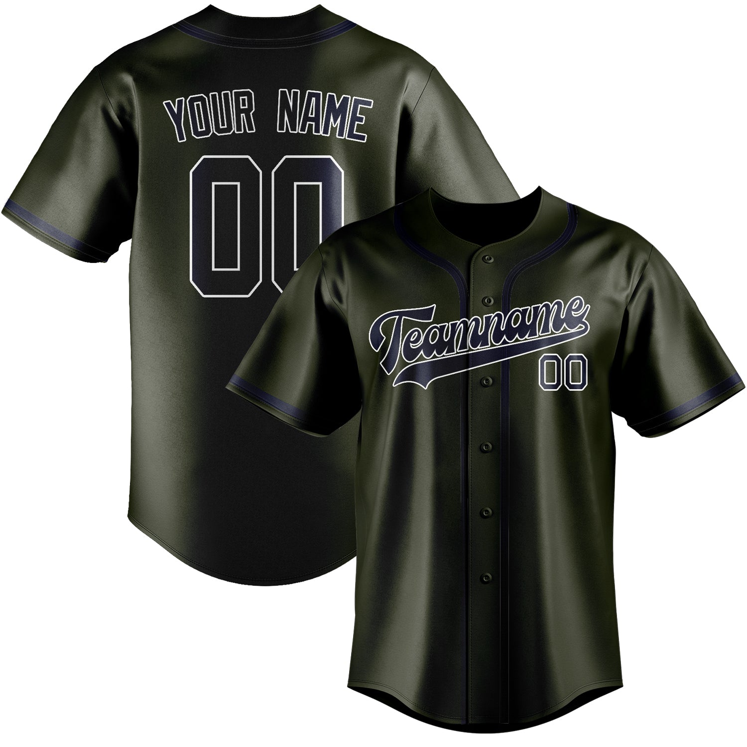 Benutzerdefiniertes Professionelles Dunkles Oliv Stahlblau Baseballtrikot