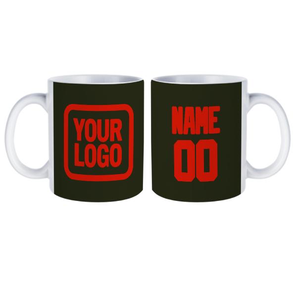 Tazza personalizzata arancione oliva scuro e rossa