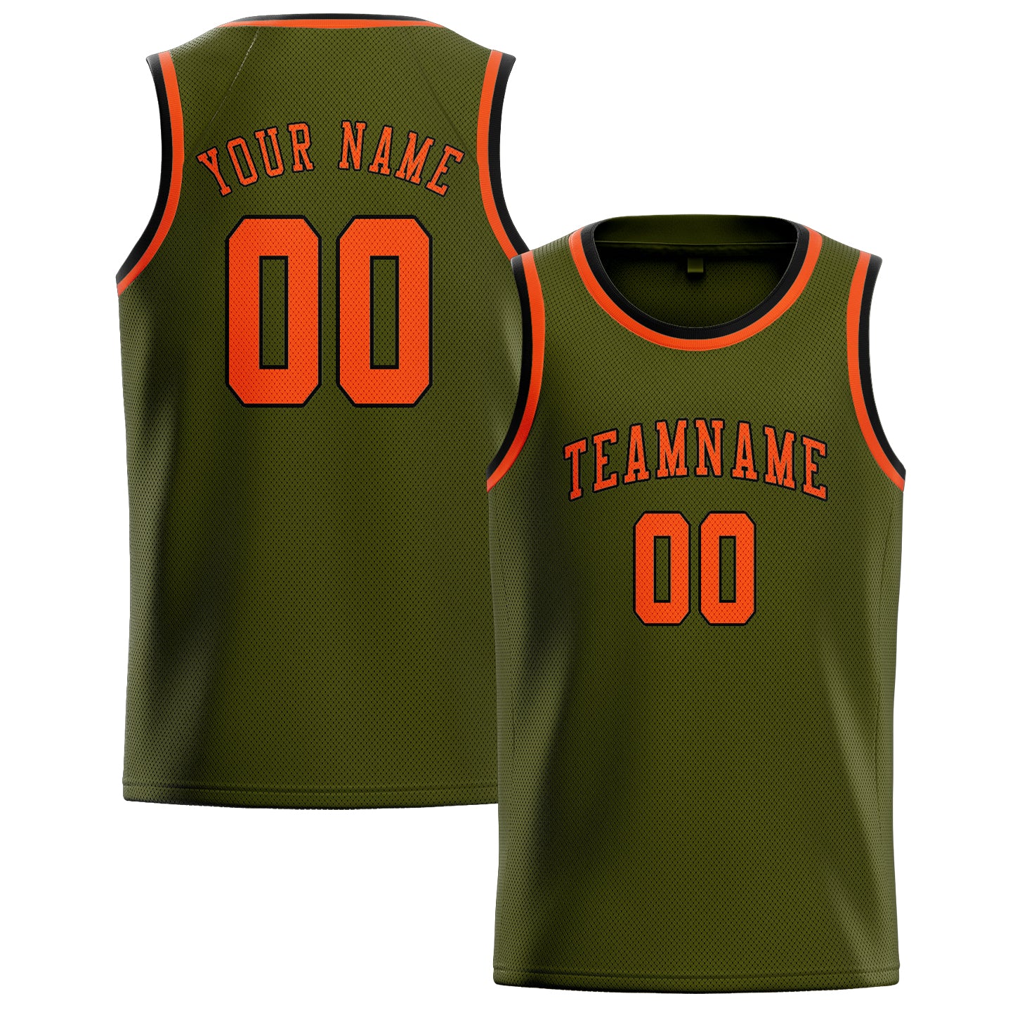 Benutzerdefiniertes Professionelles Dunkles Oliv Orangerot Basketballtrikot