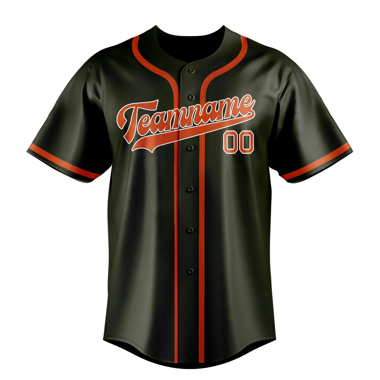 Benutzerdefiniertes Professionelles Dunkles Oliv Orangerot Baseballtrikot