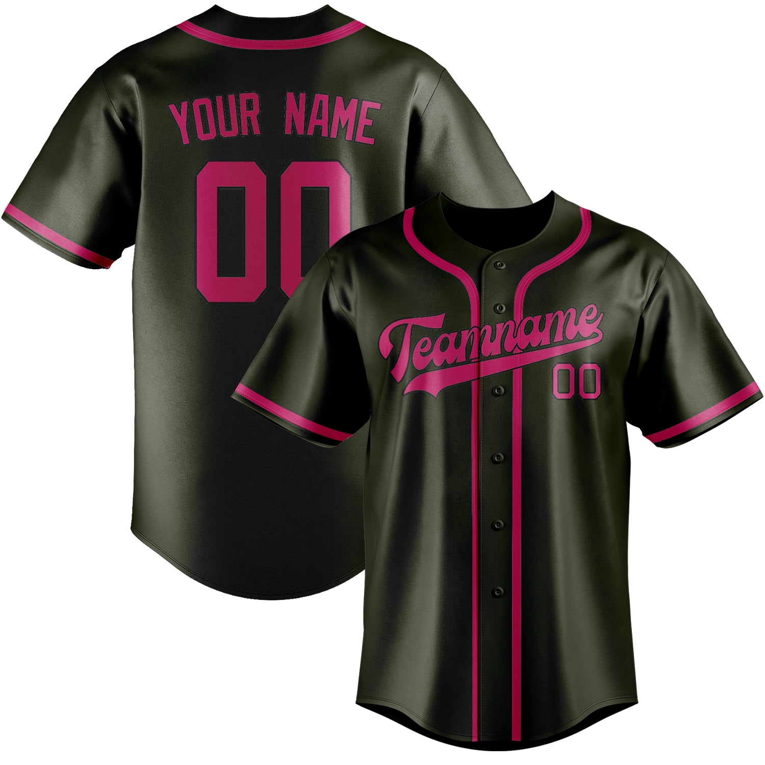 Benutzerdefiniertes Professionelles Dunkles Oliv Rosarot Baseballtrikot