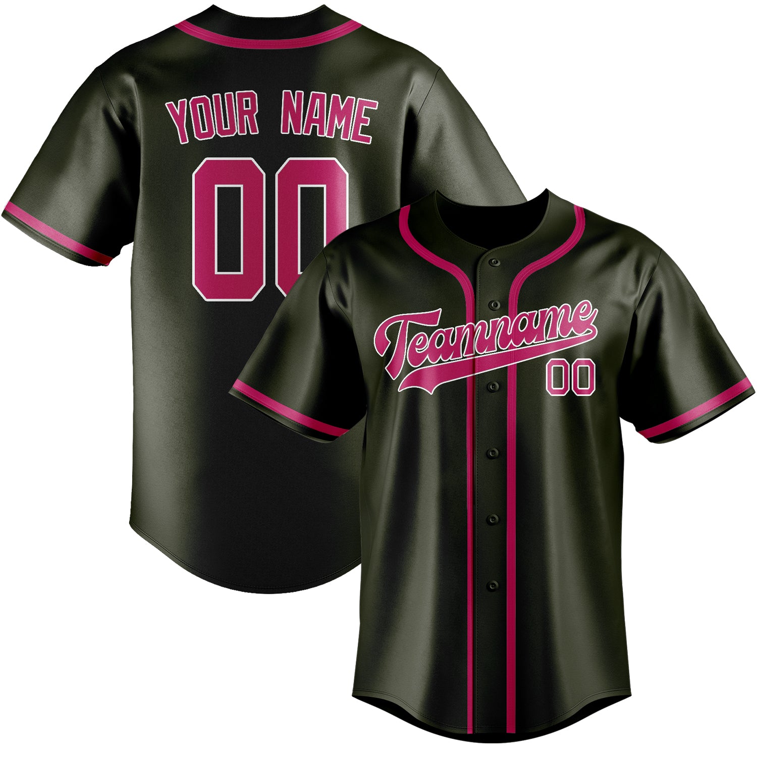 Benutzerdefiniertes Professionelles Dunkles Oliv Rosarot Baseballtrikot