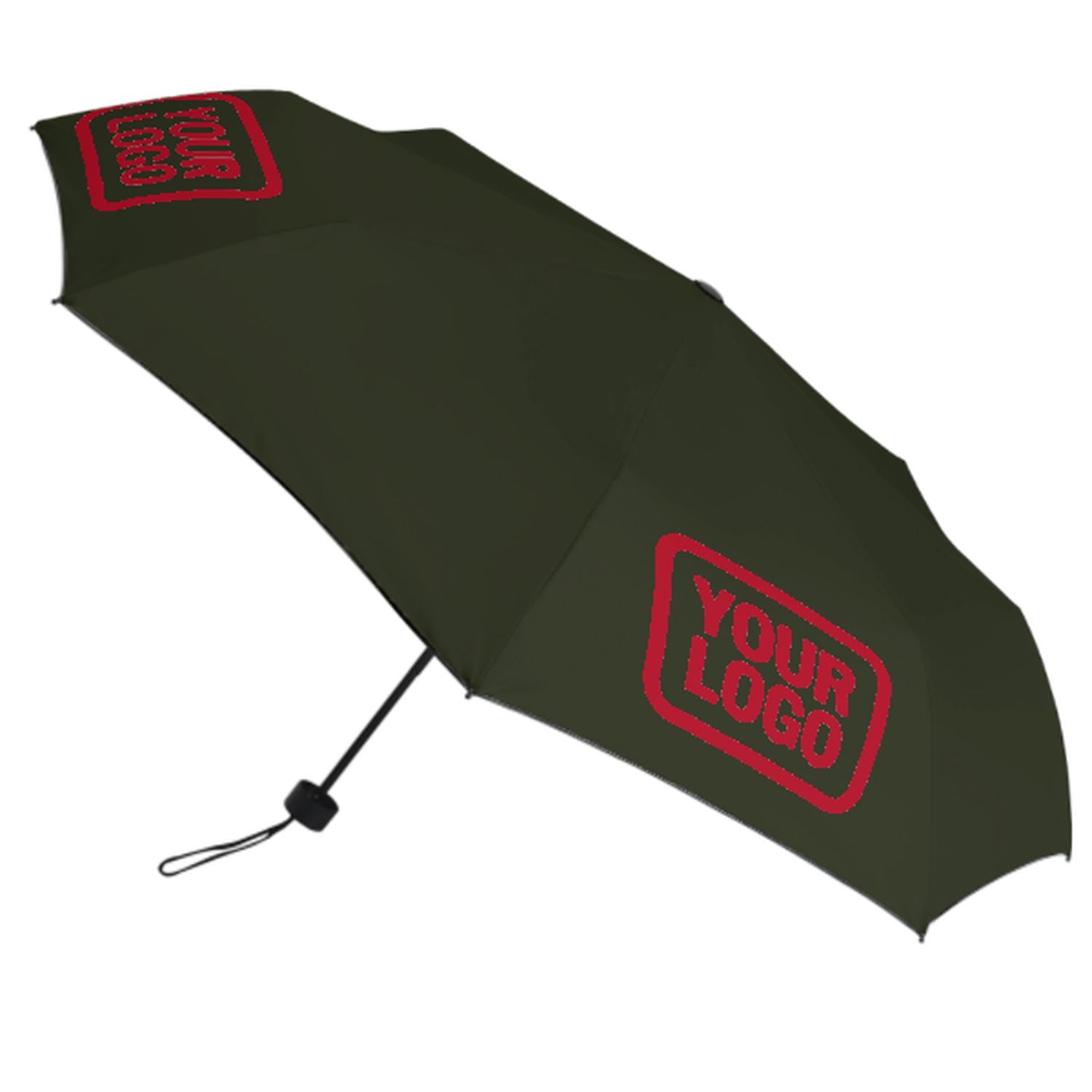 Maßgeschneidertes Dunkles Oliv Rot Automatik-Regenschirm