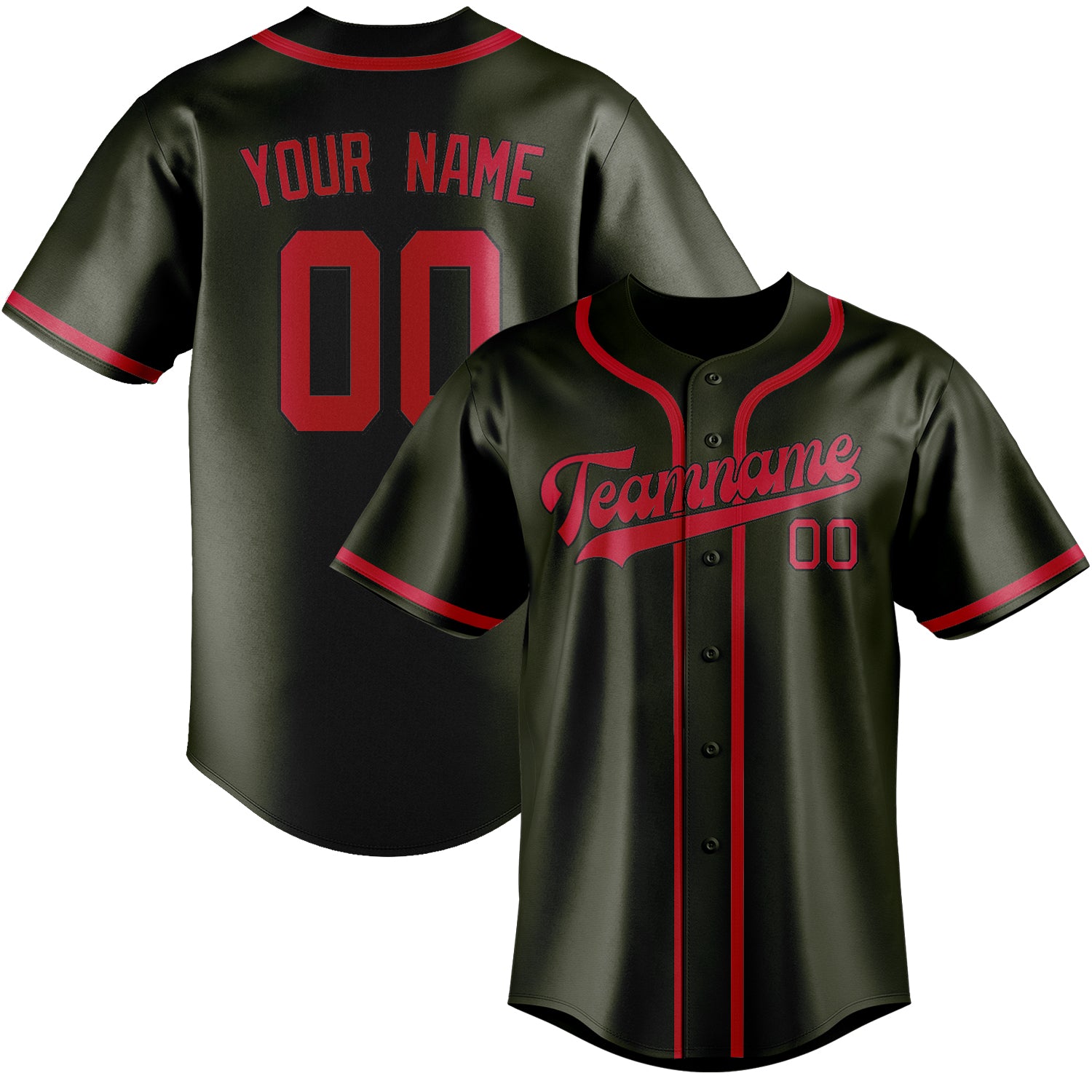 Benutzerdefiniertes Professionelles Dunkles Oliv Rot Baseballtrikot