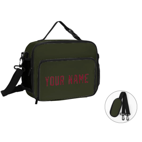 Maßgeschneidertes Dunkles Oliv Crimson Red Lunch-Tasche